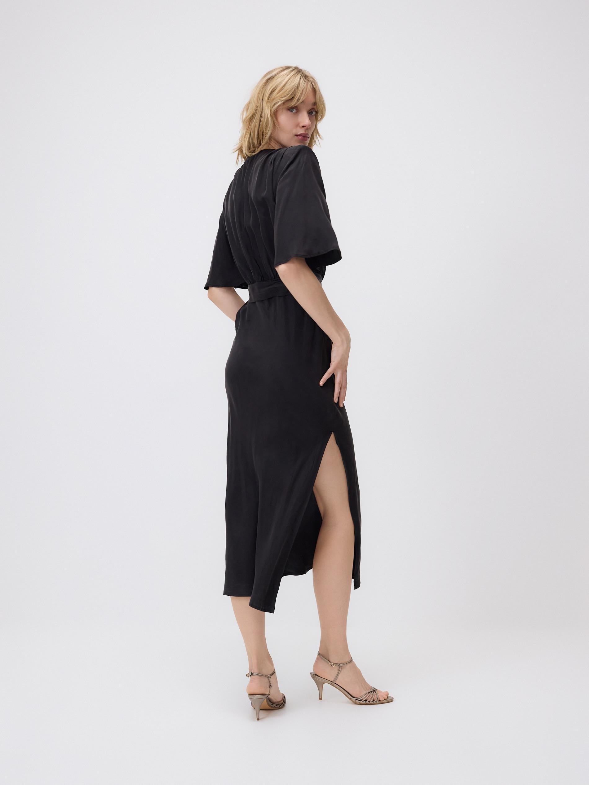 Black Cupro Rich Dress, Black, large image number 3