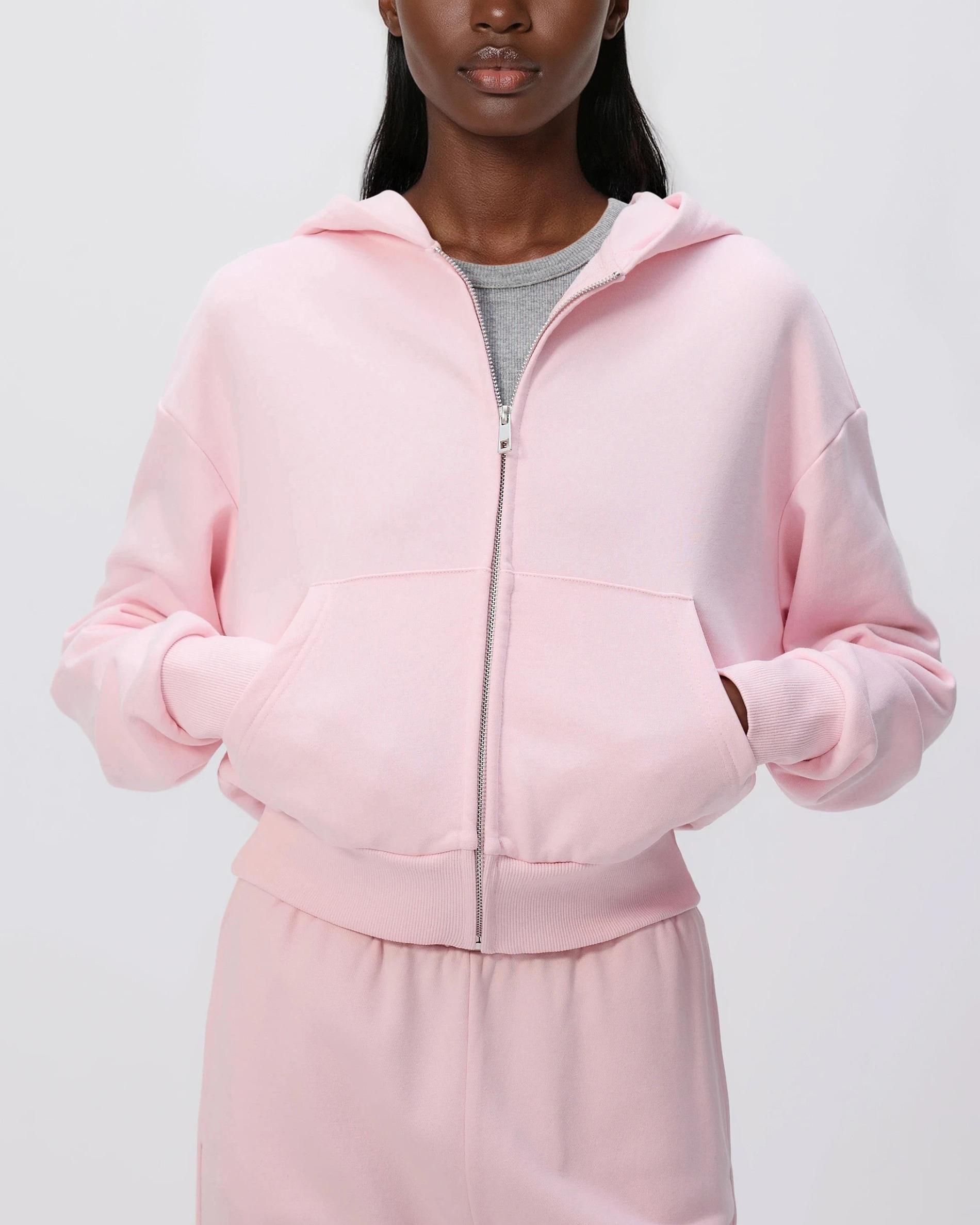 Pinkk Zip Up Sweatshirt, Pink, medium