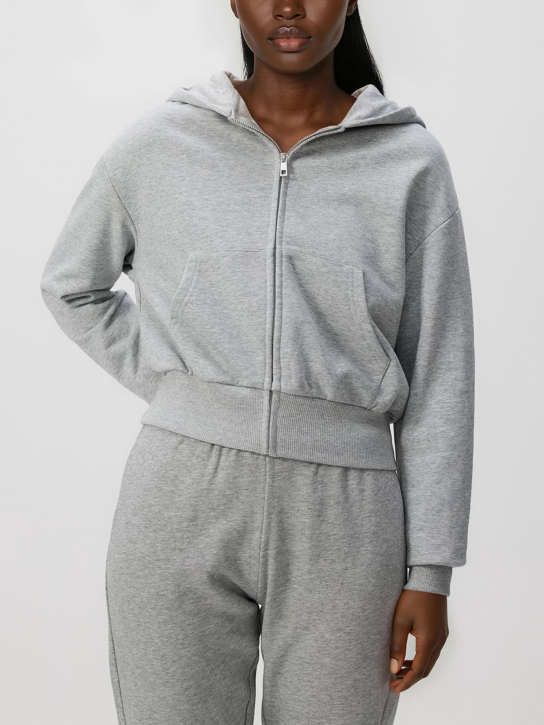Grey Zip Up Sweatshirt, Light grey, large image number 0