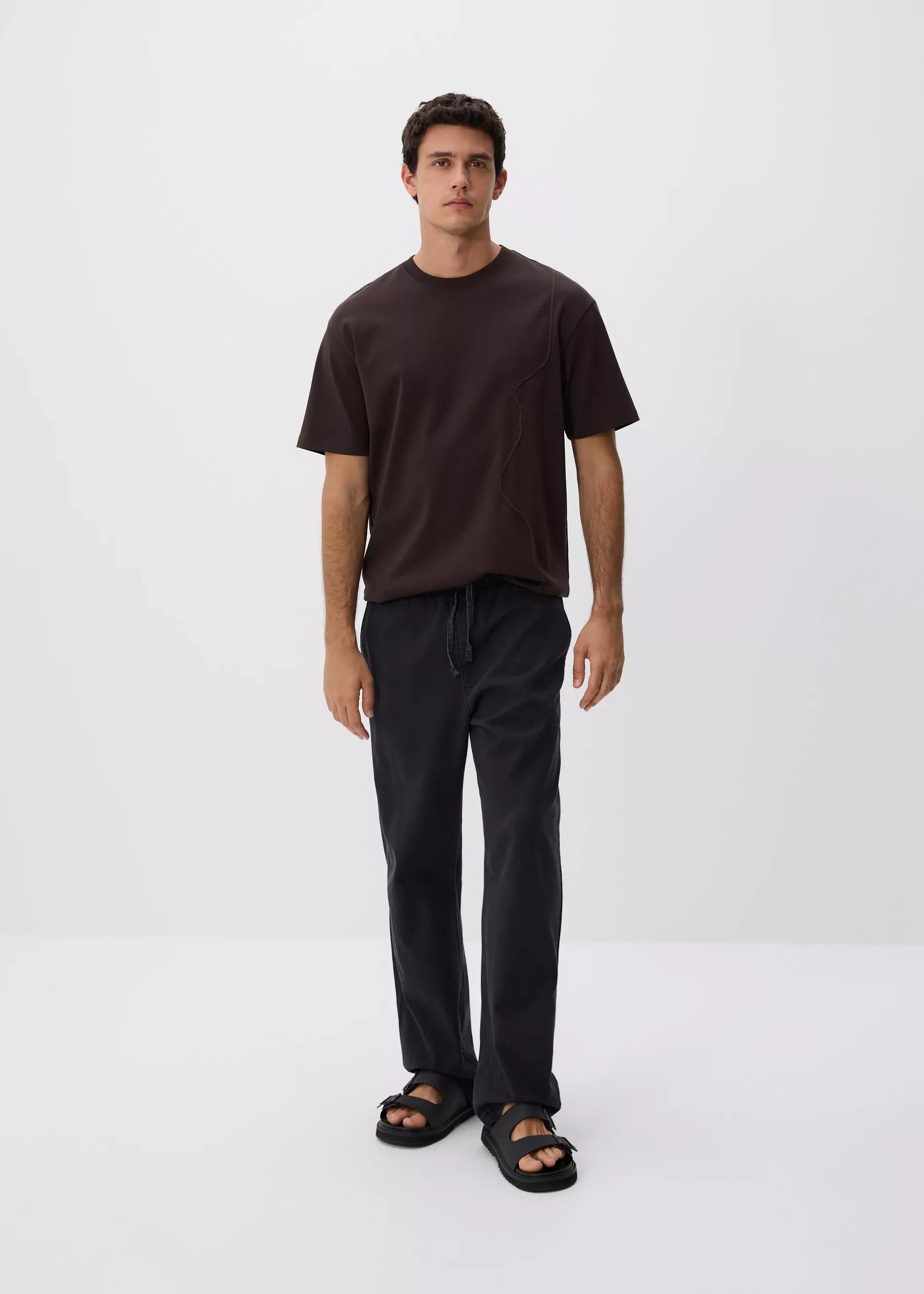 Brown Boxy Cut T-Shirt With Stitching, Brown, large image number 3