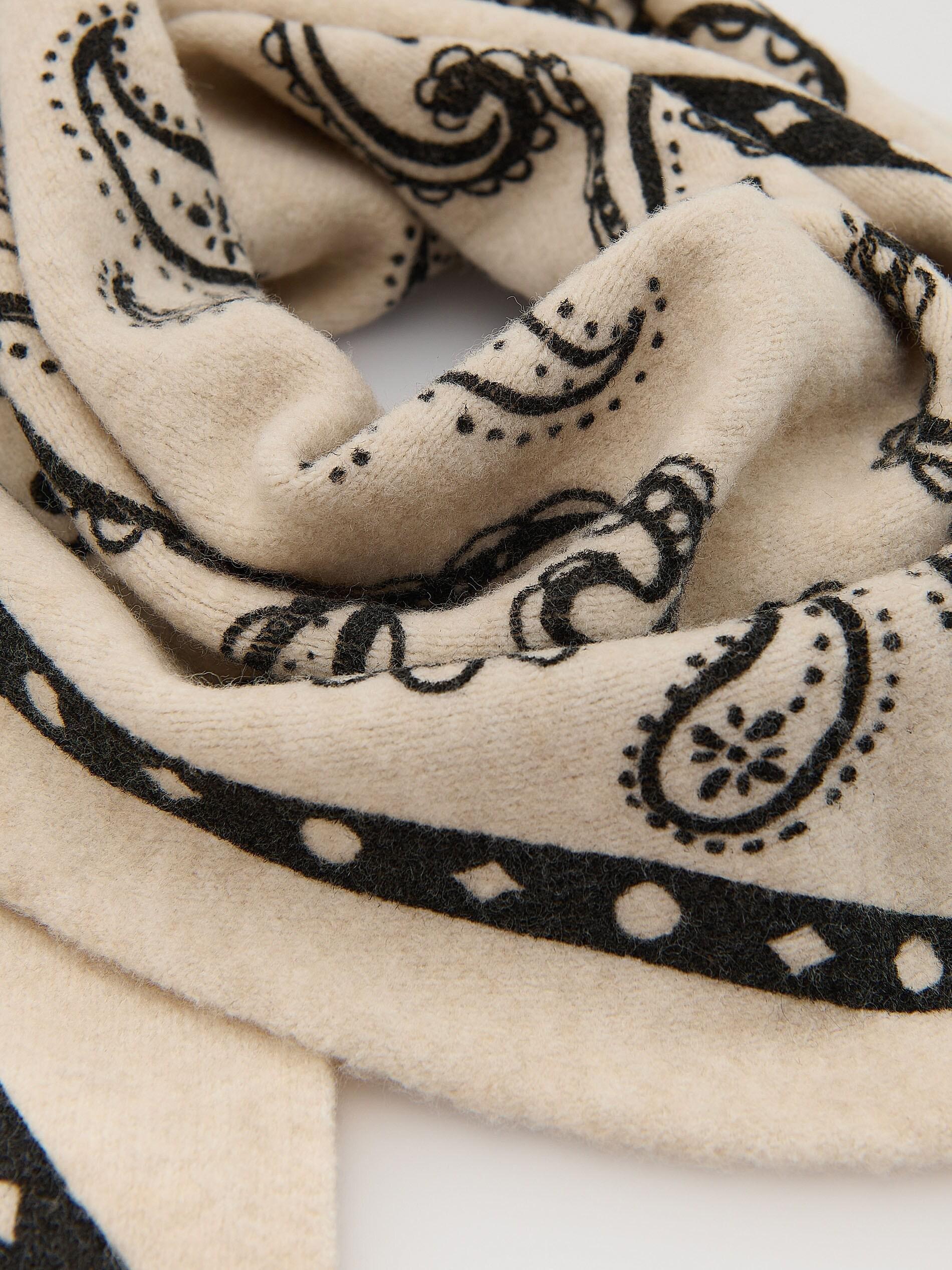 BLACK Patterned scarf with wool blend, Black, large image number 2