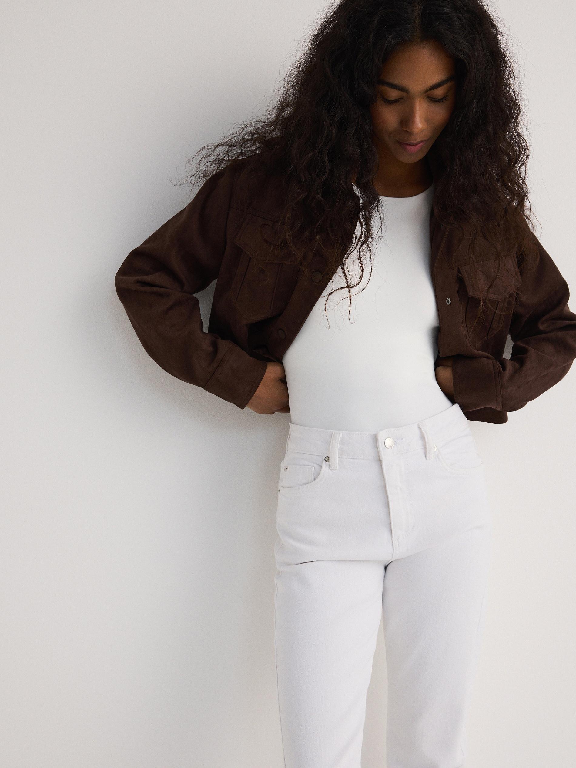 White Boyfriend Slim Jeans, White, large image number 3