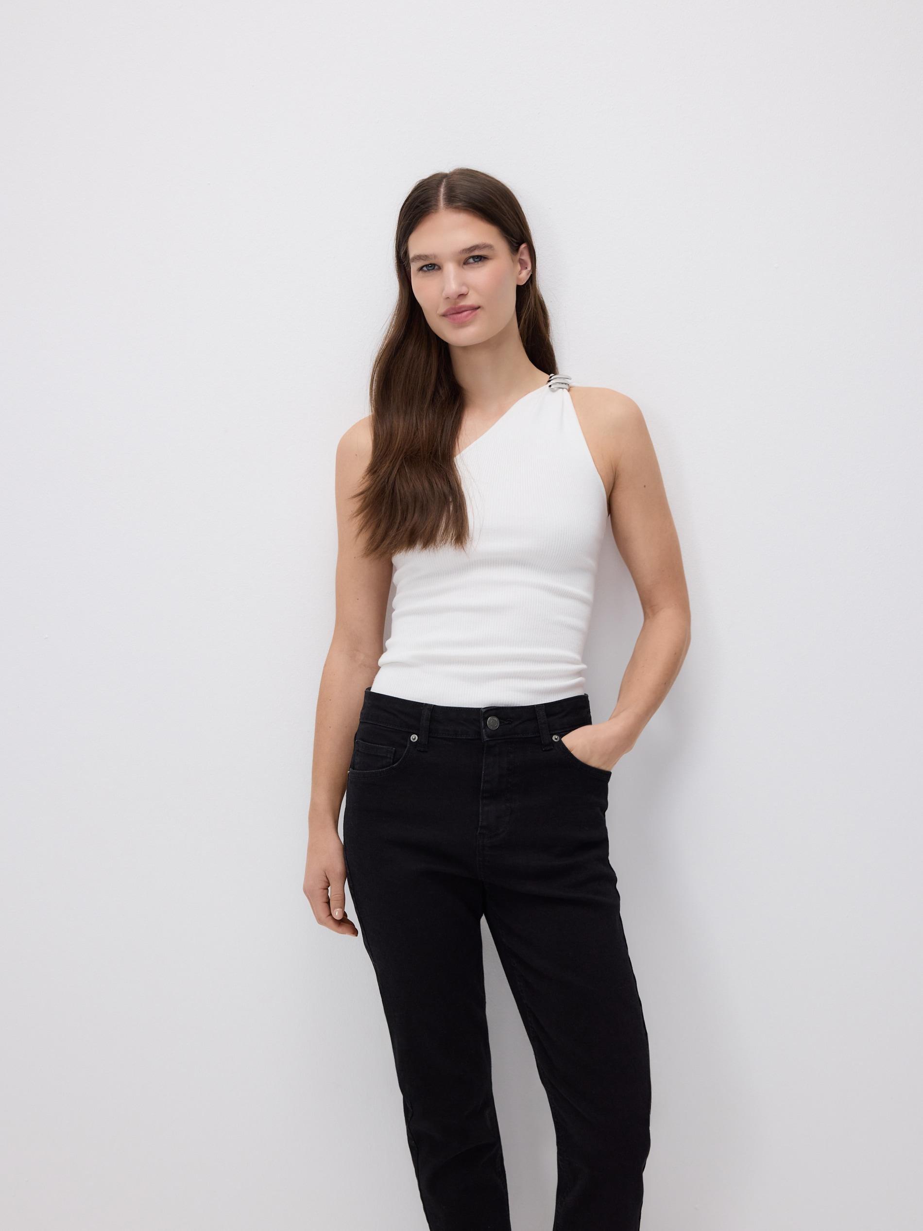 Black Boyfriend Slim Jeans, Black, medium