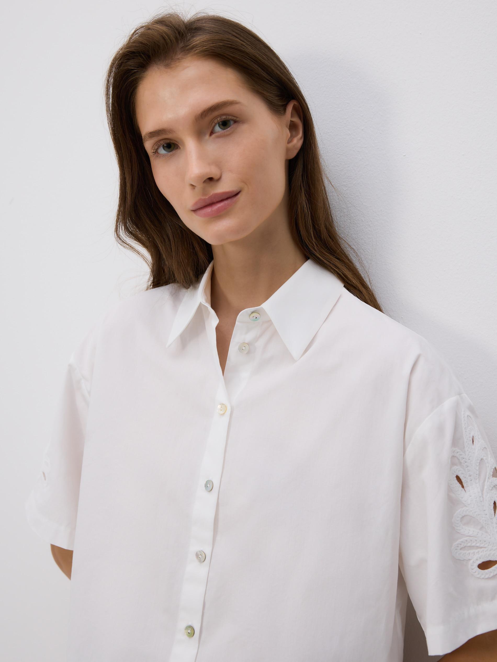 WHITE Shirt with openwork sleeves, , large image number 0