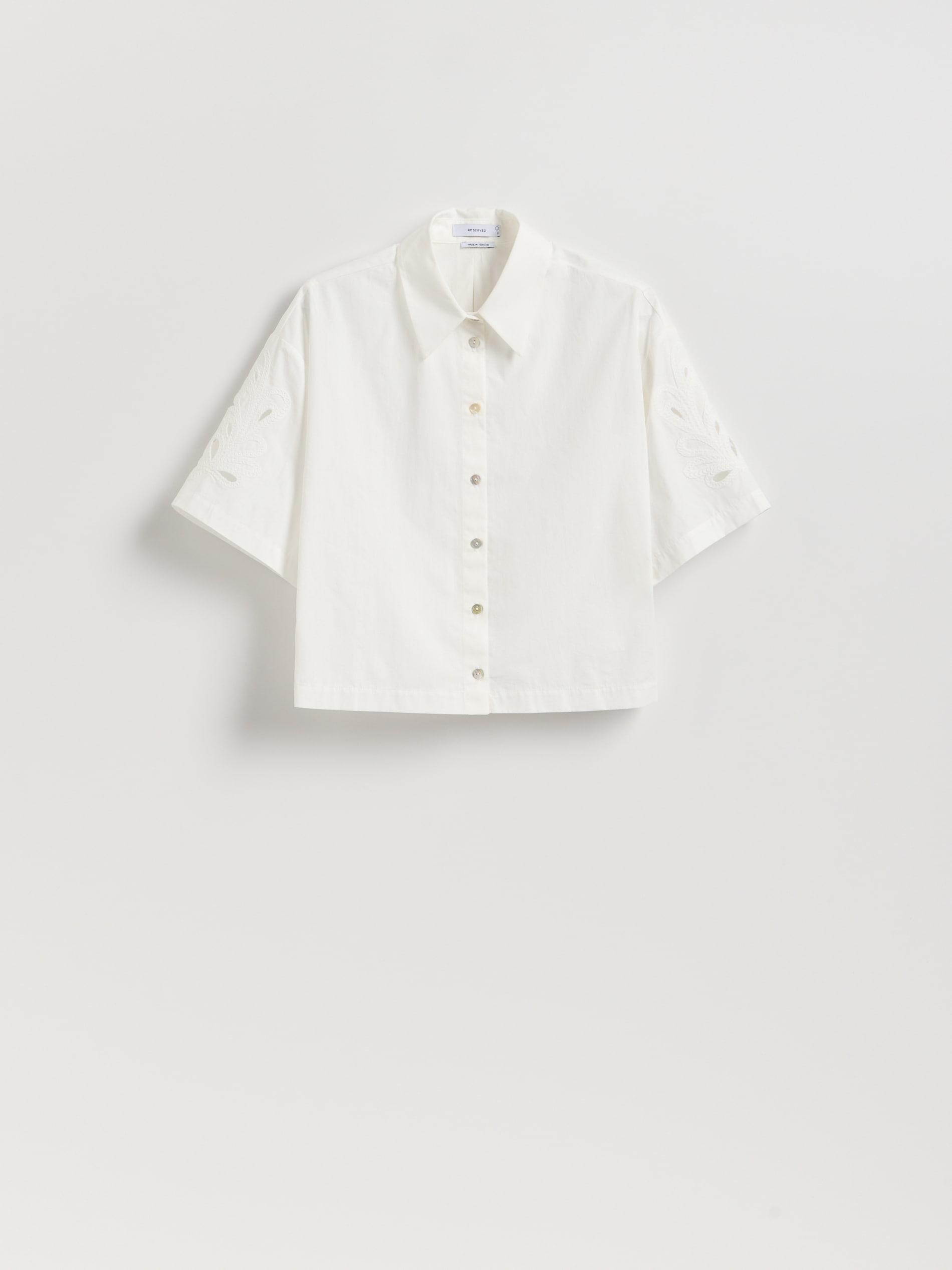 WHITE Shirt with openwork sleeves, , large image number 4