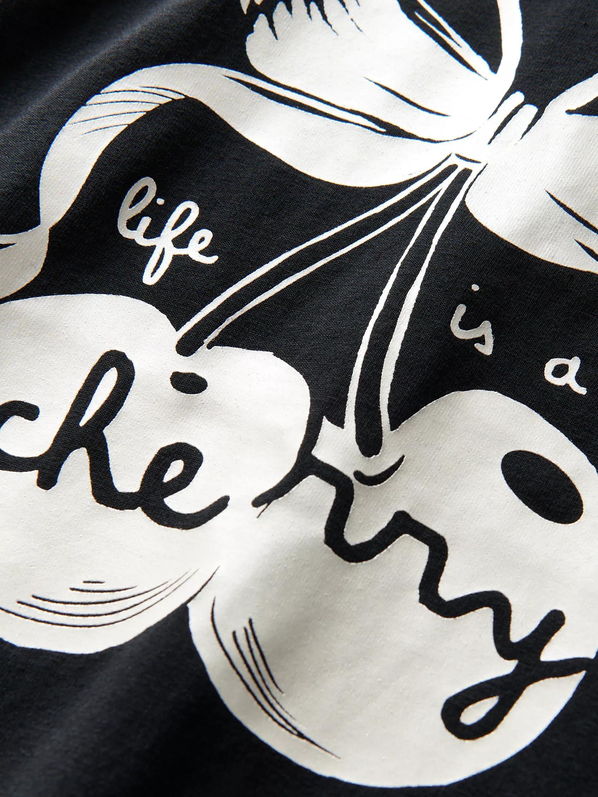 Black Printed T-Shirt Casual, Kids Girls, , large image number 3