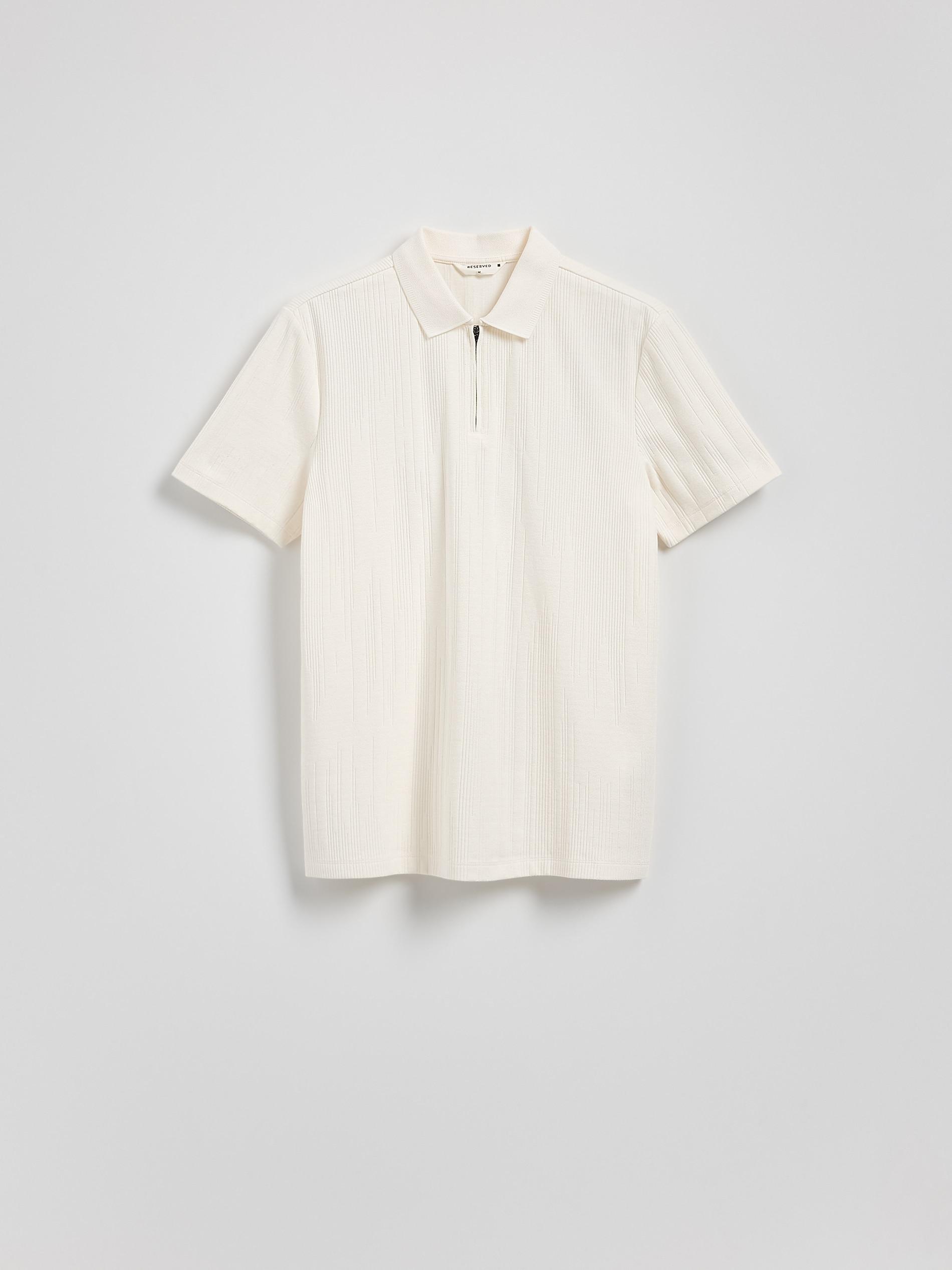 Cream Structured Polo Shirt In Regular Fit, Ivory, large image number 0