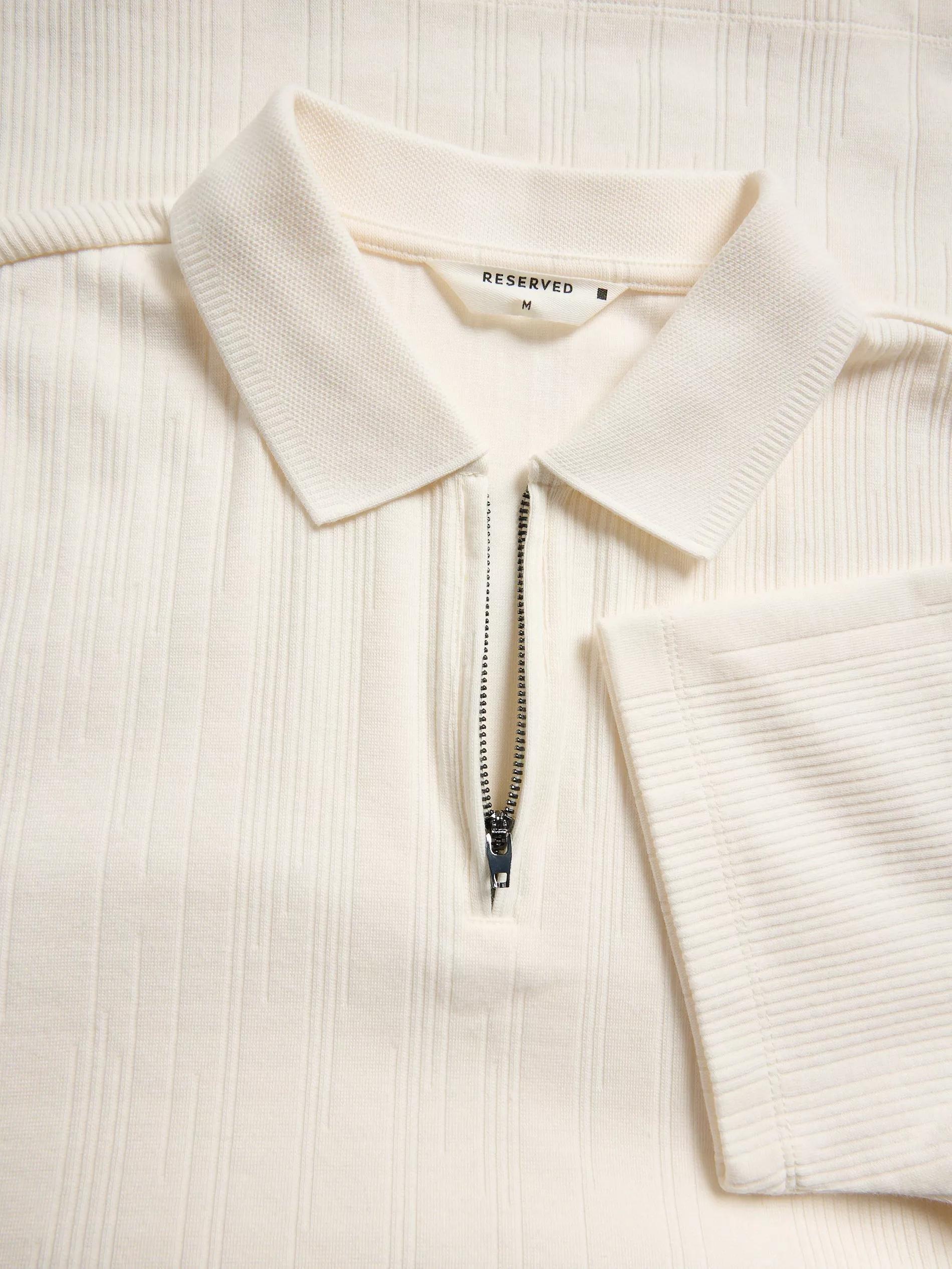 قميص بولو كريمي من قماش مُهيكل بقصة عادية, Ivory, medium