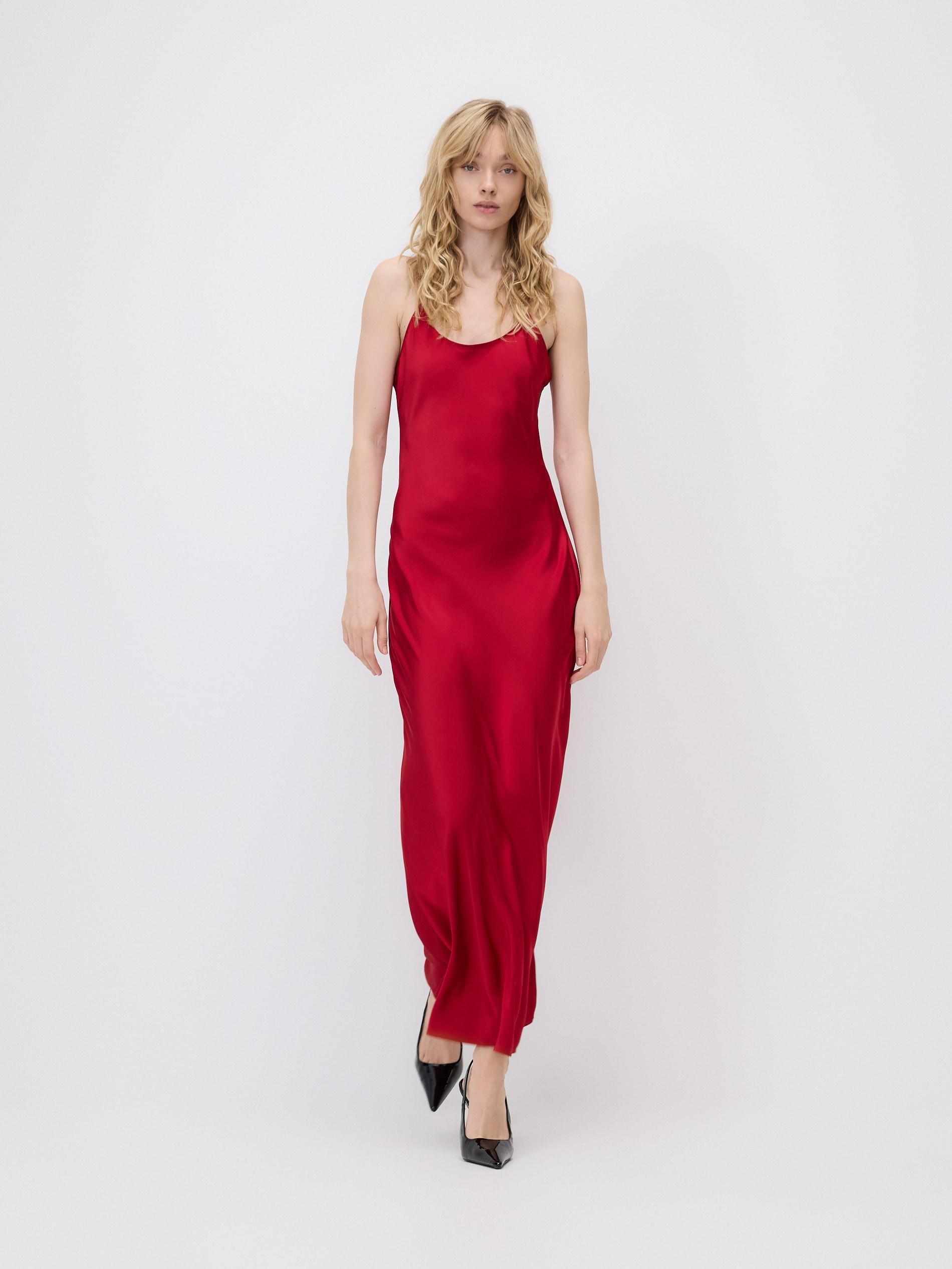 Red Cami Strap Maxi Dress, Red, large image number 0
