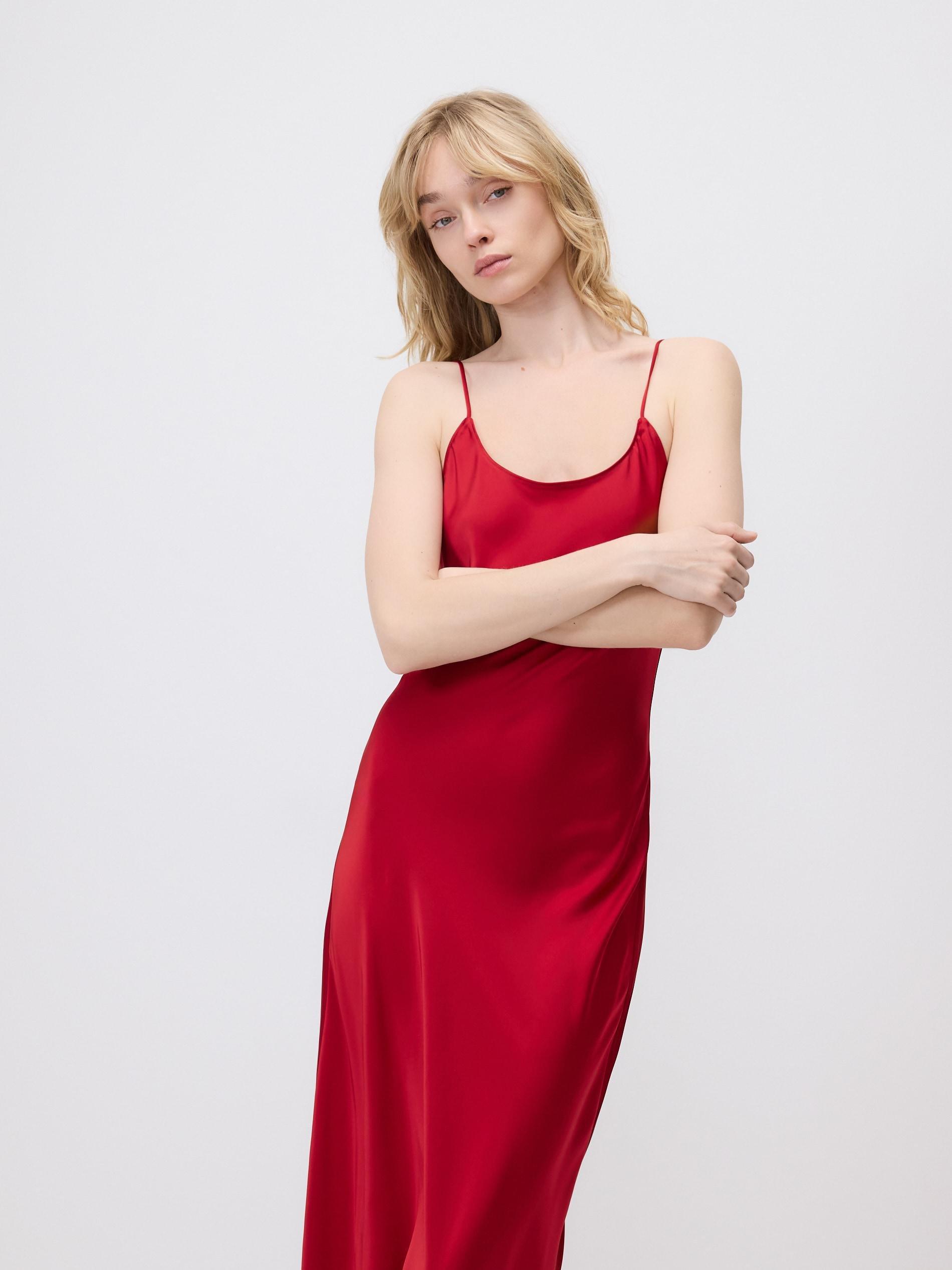 Red Cami Strap Maxi Dress, Red, large image number 2