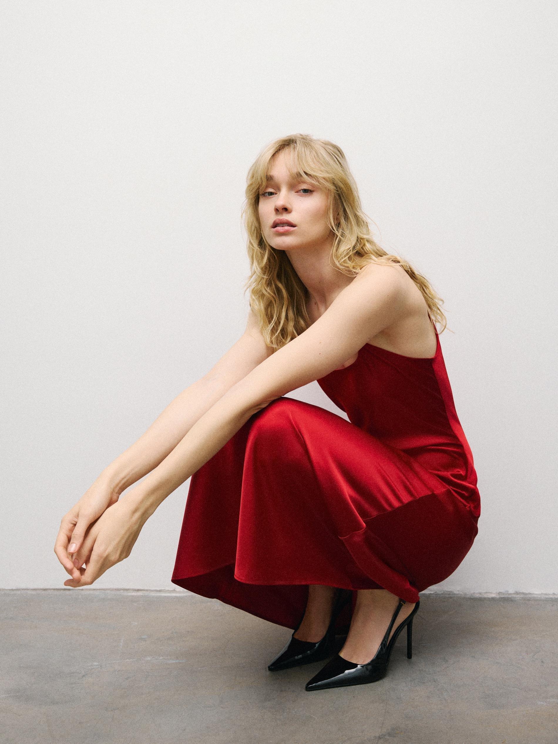 Red Cami Strap Maxi Dress, Red, large image number 6