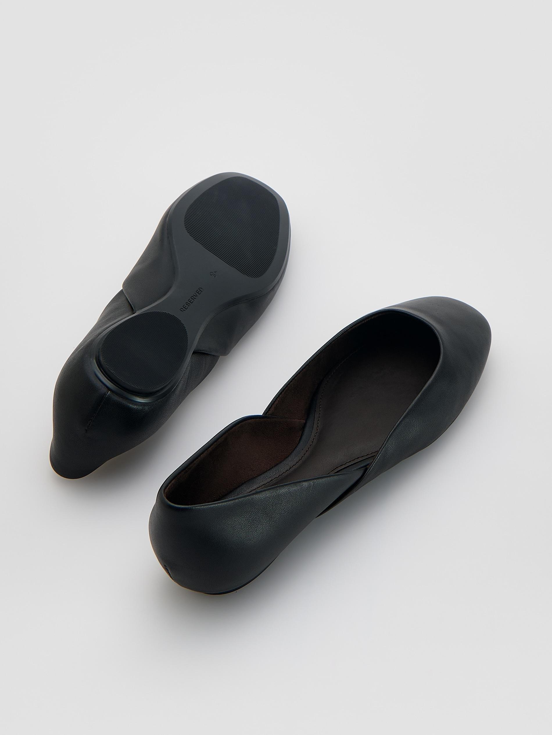 Black Leather Ballerinas, Black, large image number 2