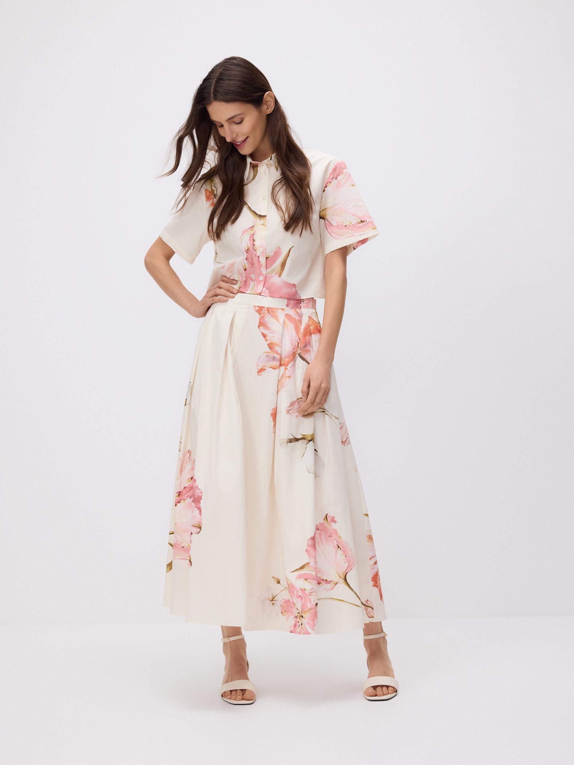 Multicolour Floral Midi Skirt, Multicolor, large image number 3