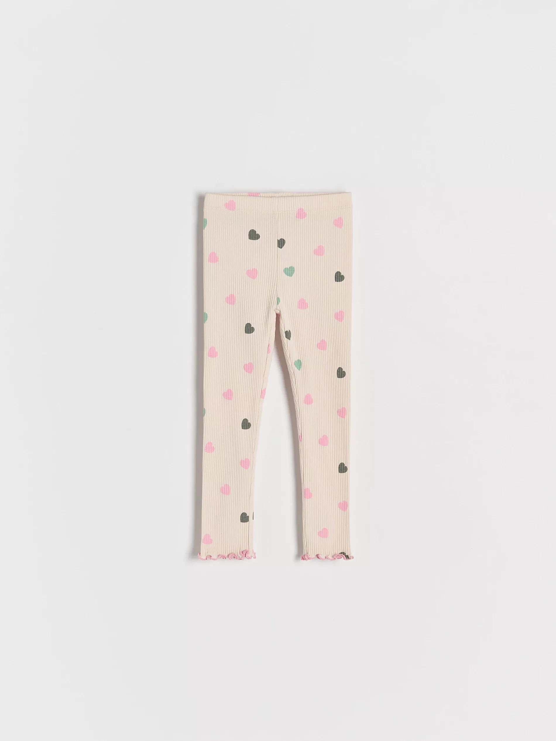 Cream Ribbed Knit Leggings, , large image number 0