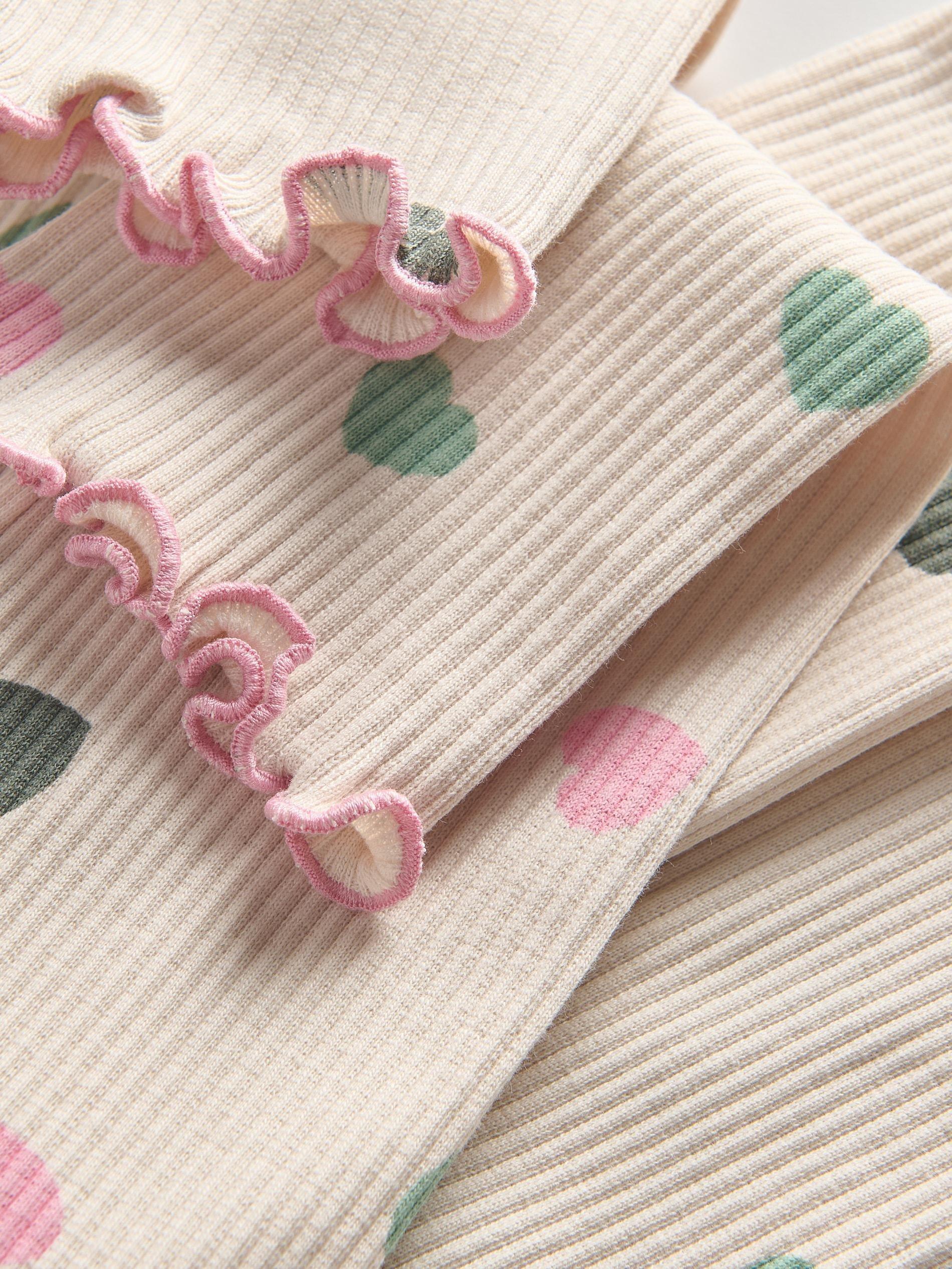 Cream Ribbed Knit Leggings, , large image number 1