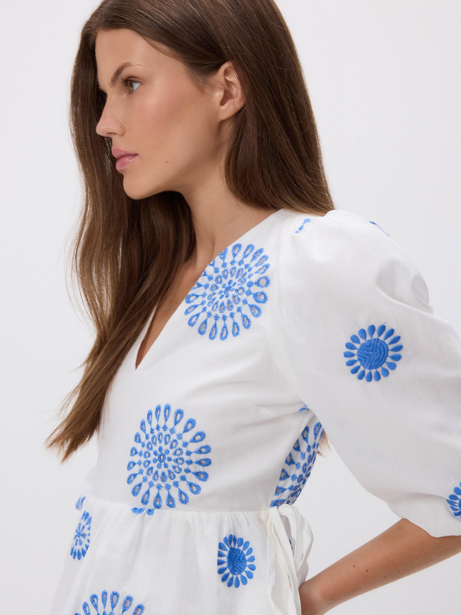 White Blouse With Peplum Hem, White, large image number 3