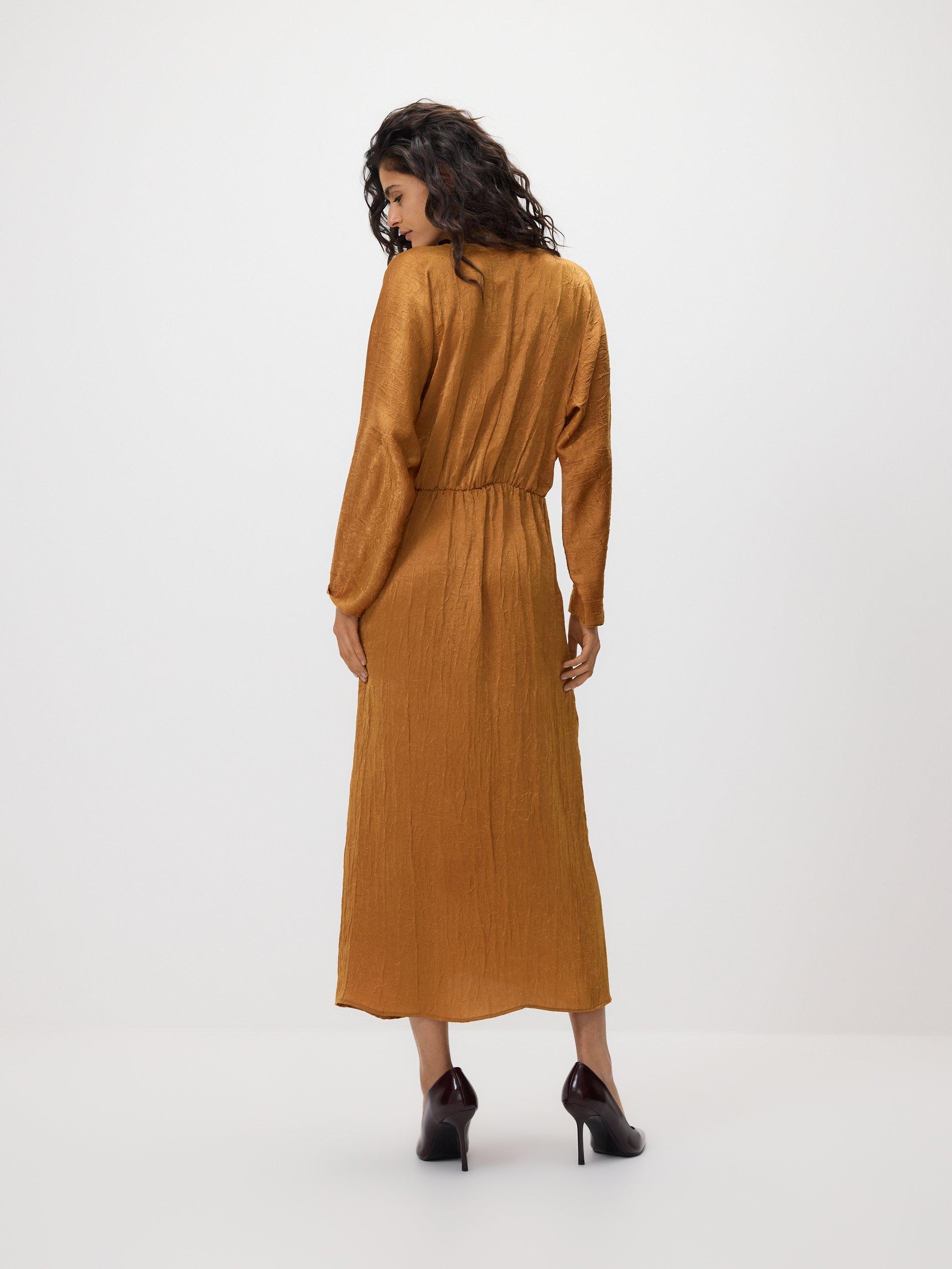 Brown Dress With Draping, Brown, medium