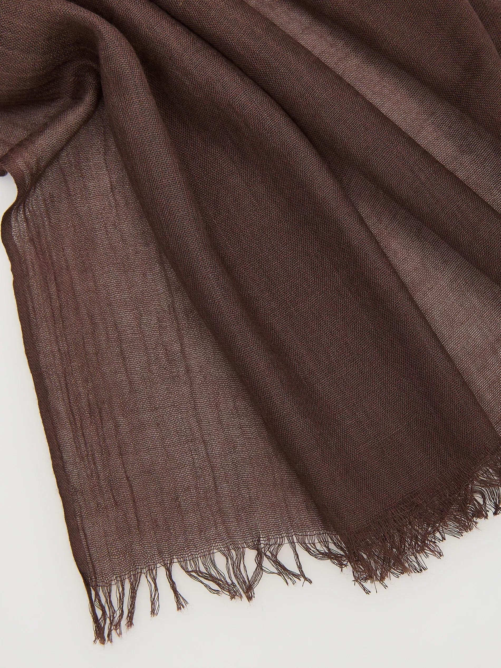 Brown Plain Scarf, Brown, large image number 1