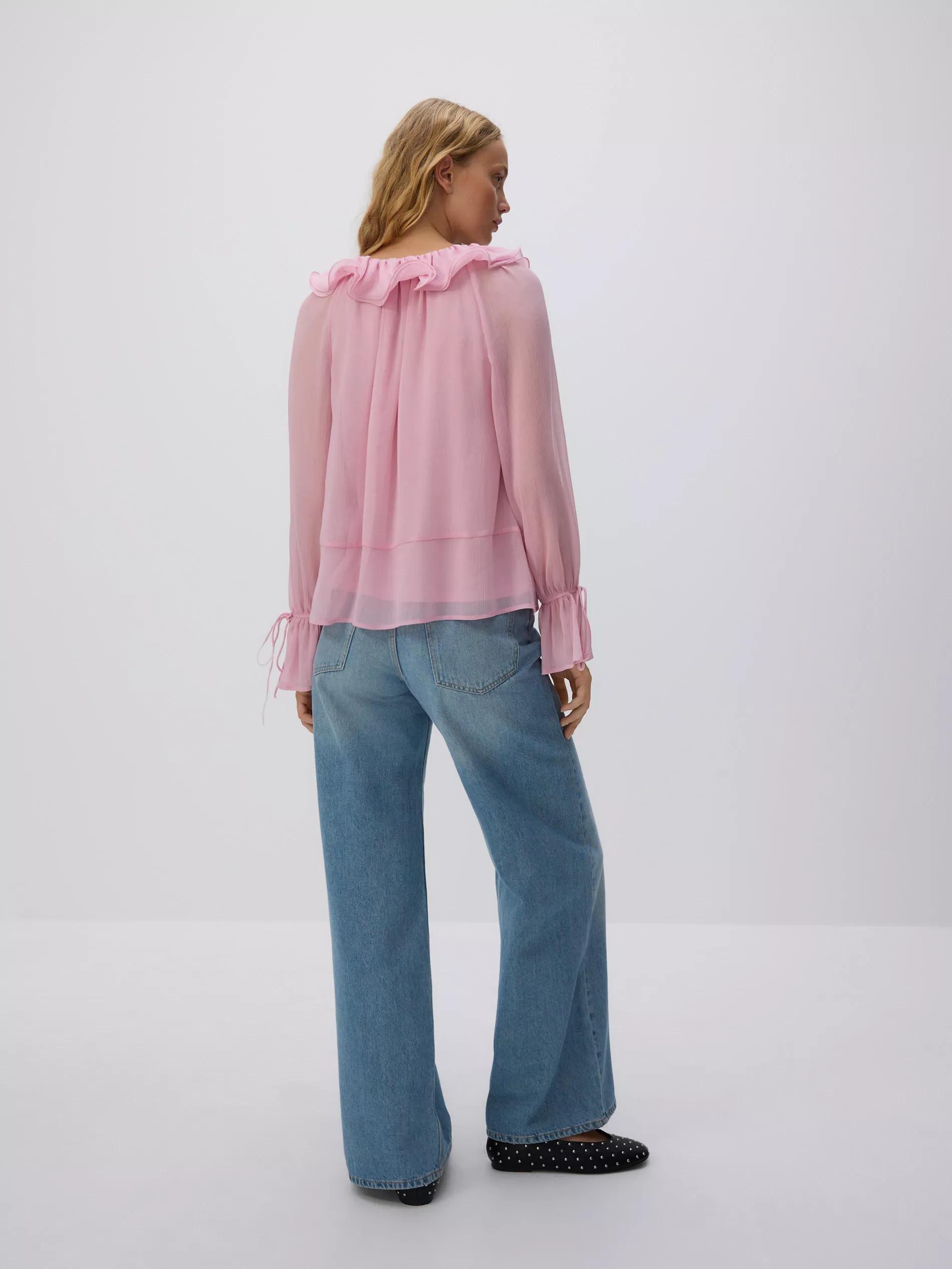 Pink Blouse With Decorative Collar, Pink, large image number 3