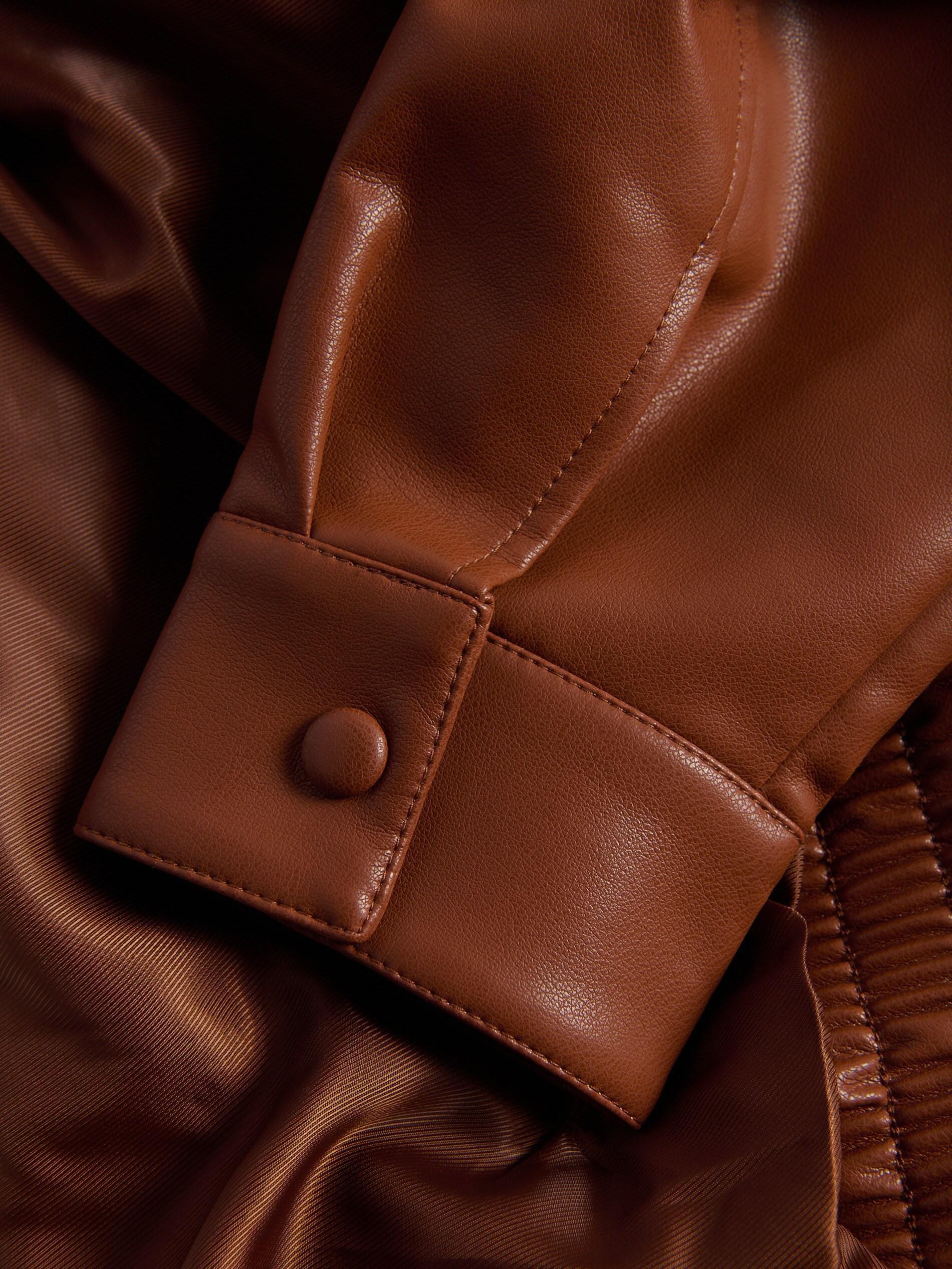 Brown Oversized Jacket With Tall Collar, Orange, large image number 5