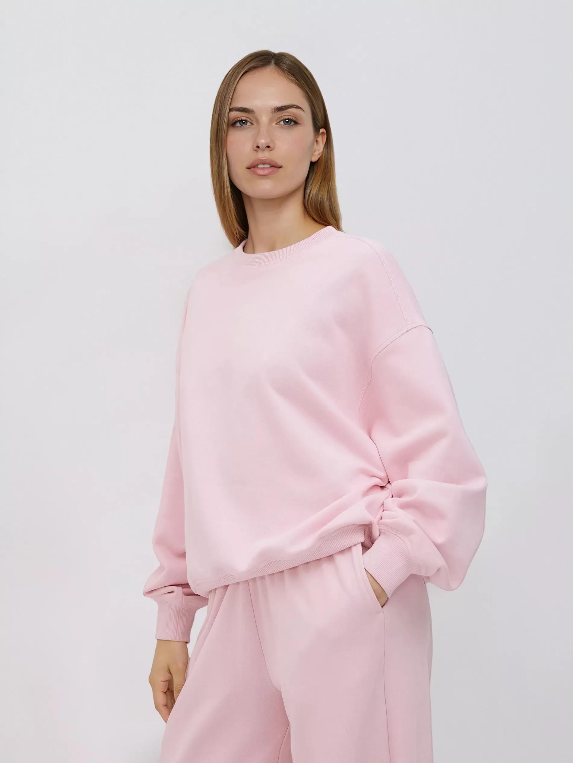 Pink Plain Cotton Rich Sweatshirt, Pink, large image number 0