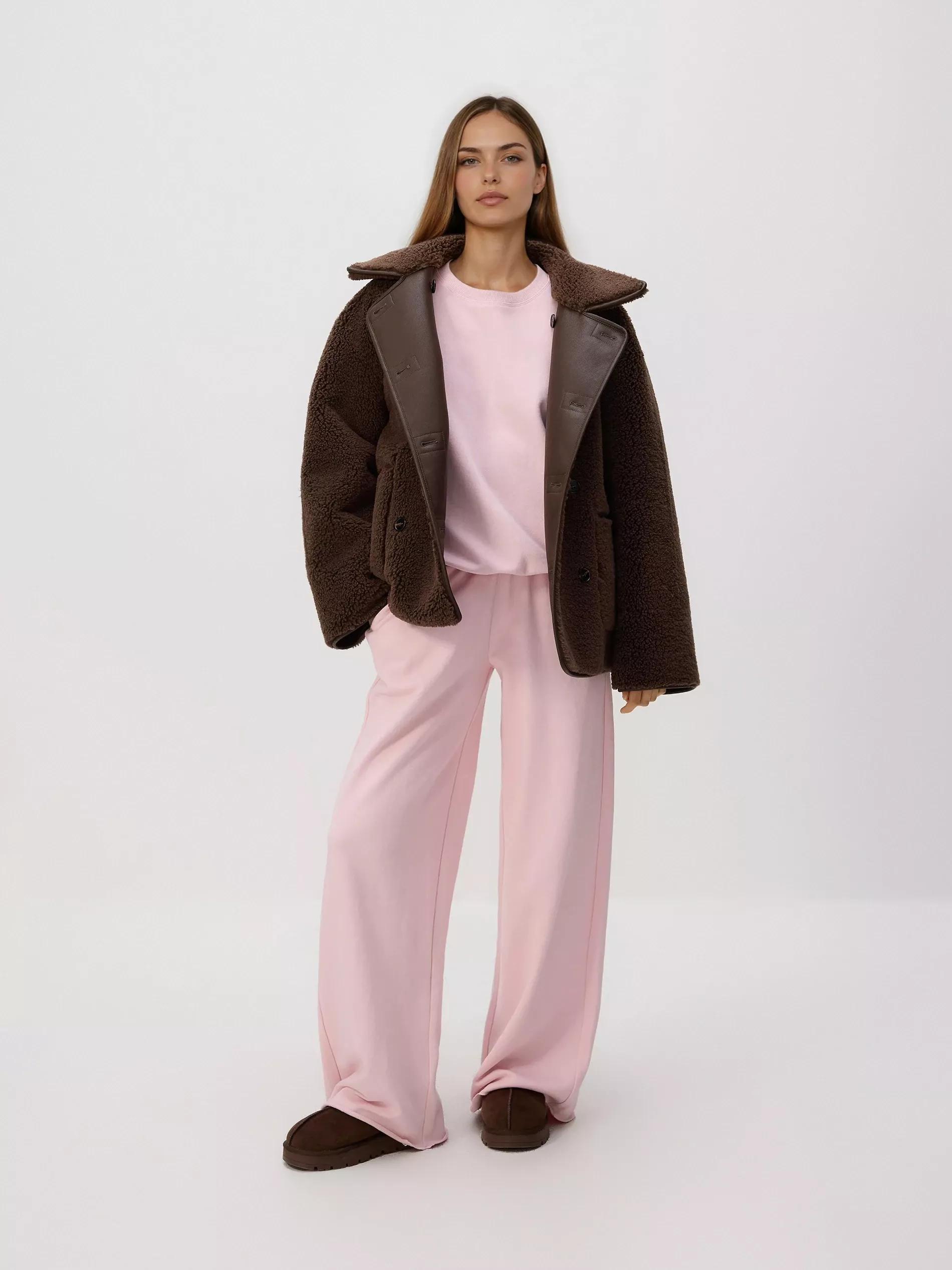 Pink Plain Cotton Rich Sweatshirt, Pink, large image number 1