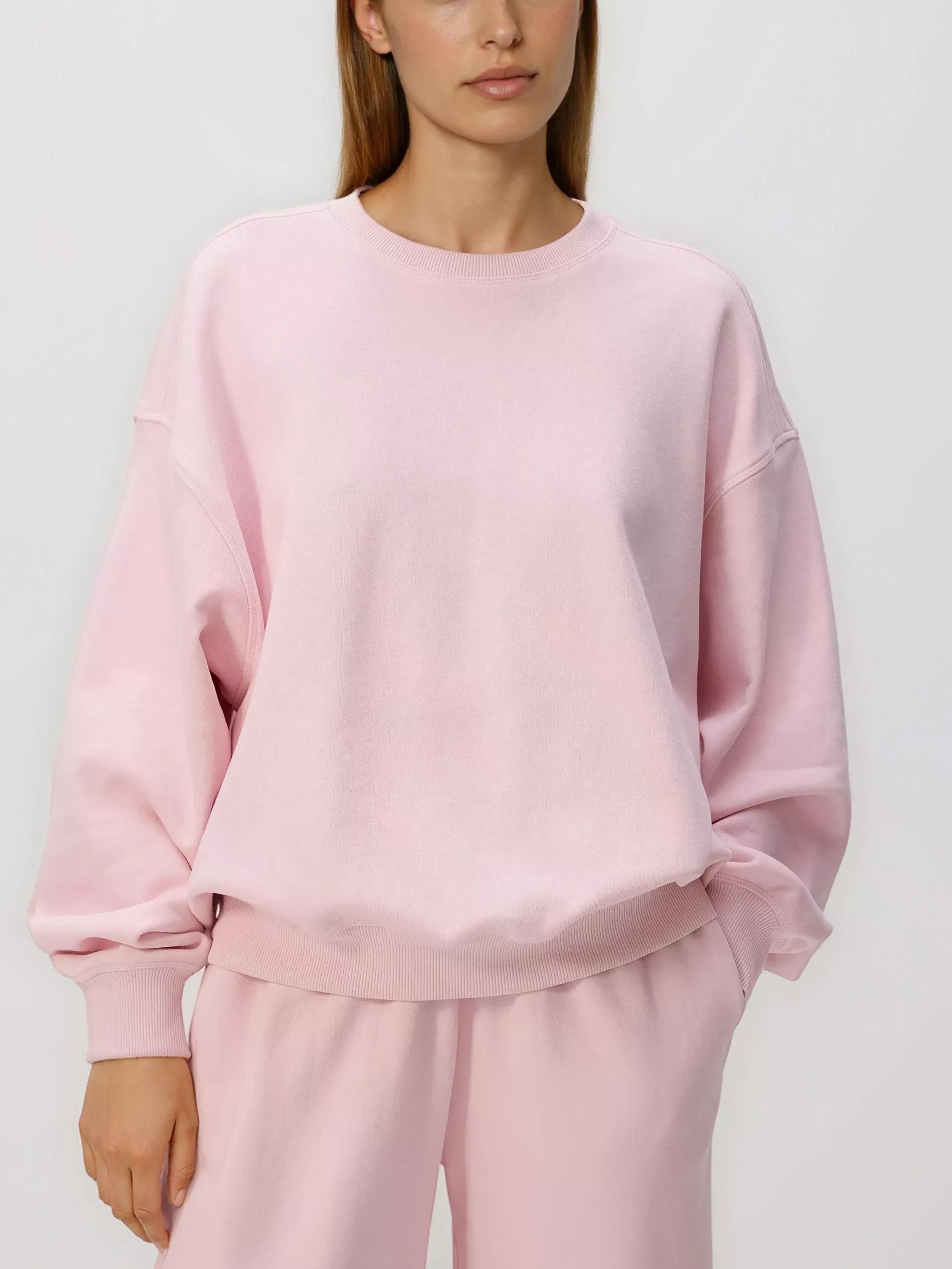 Pink Plain Cotton Rich Sweatshirt, Pink, large image number 2