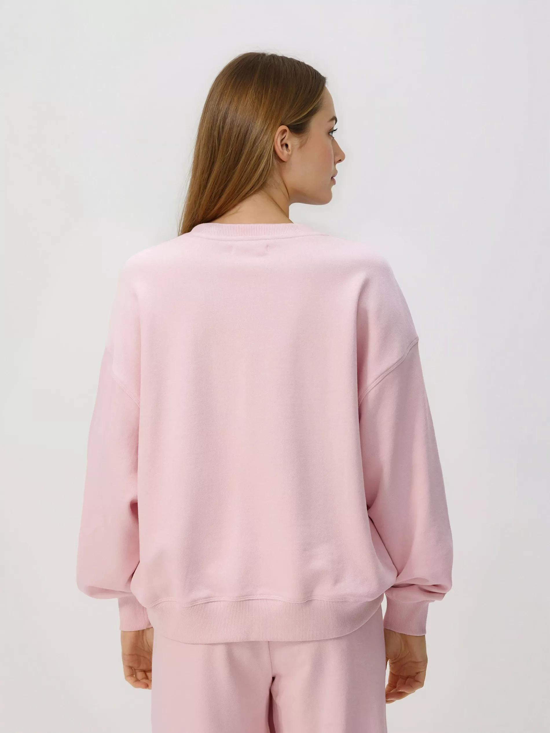 Pink Plain Cotton Rich Sweatshirt, Pink, large image number 3