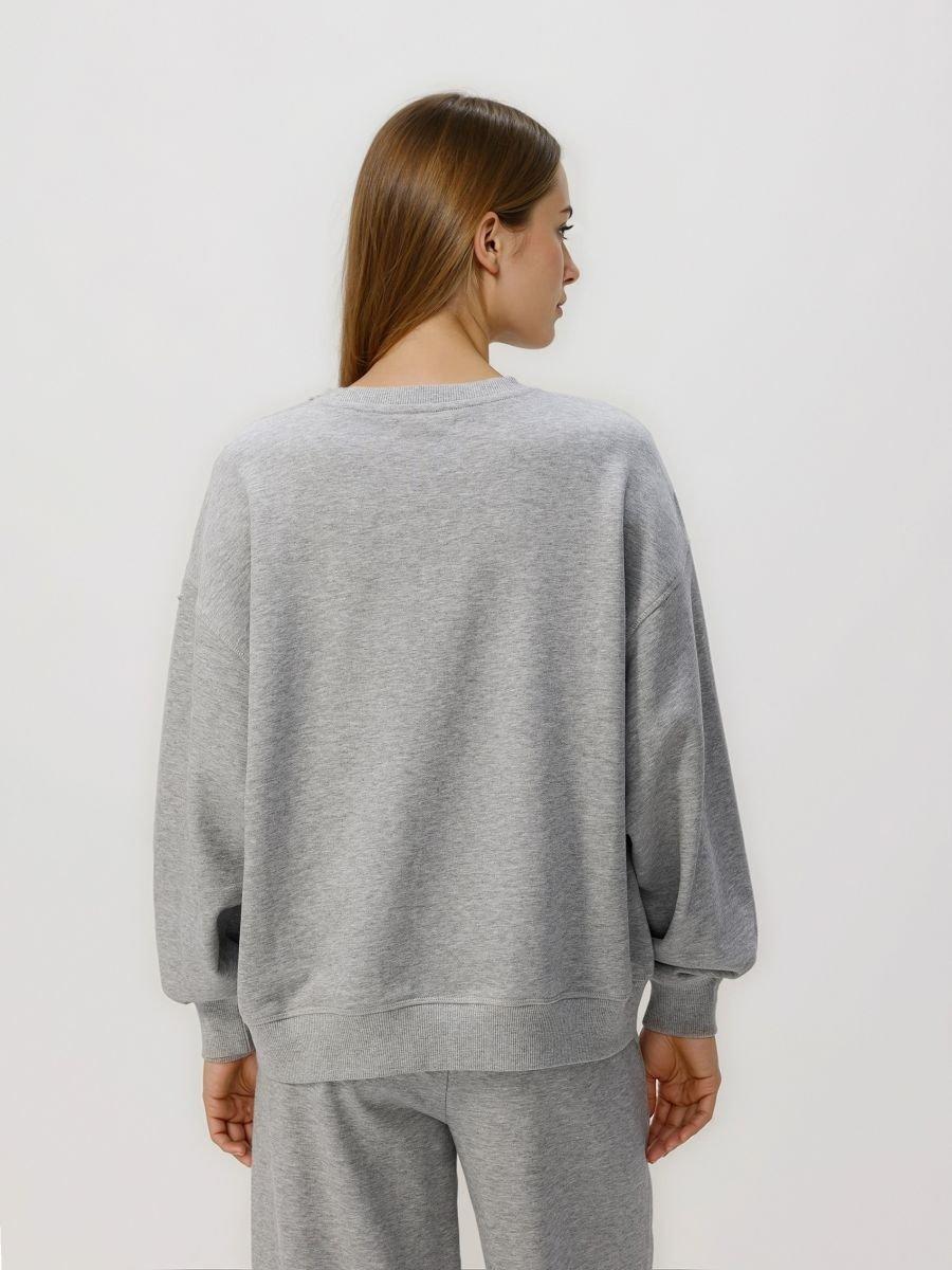 سويت شيرت سادة غني بالقطن رمادي, Light grey, medium