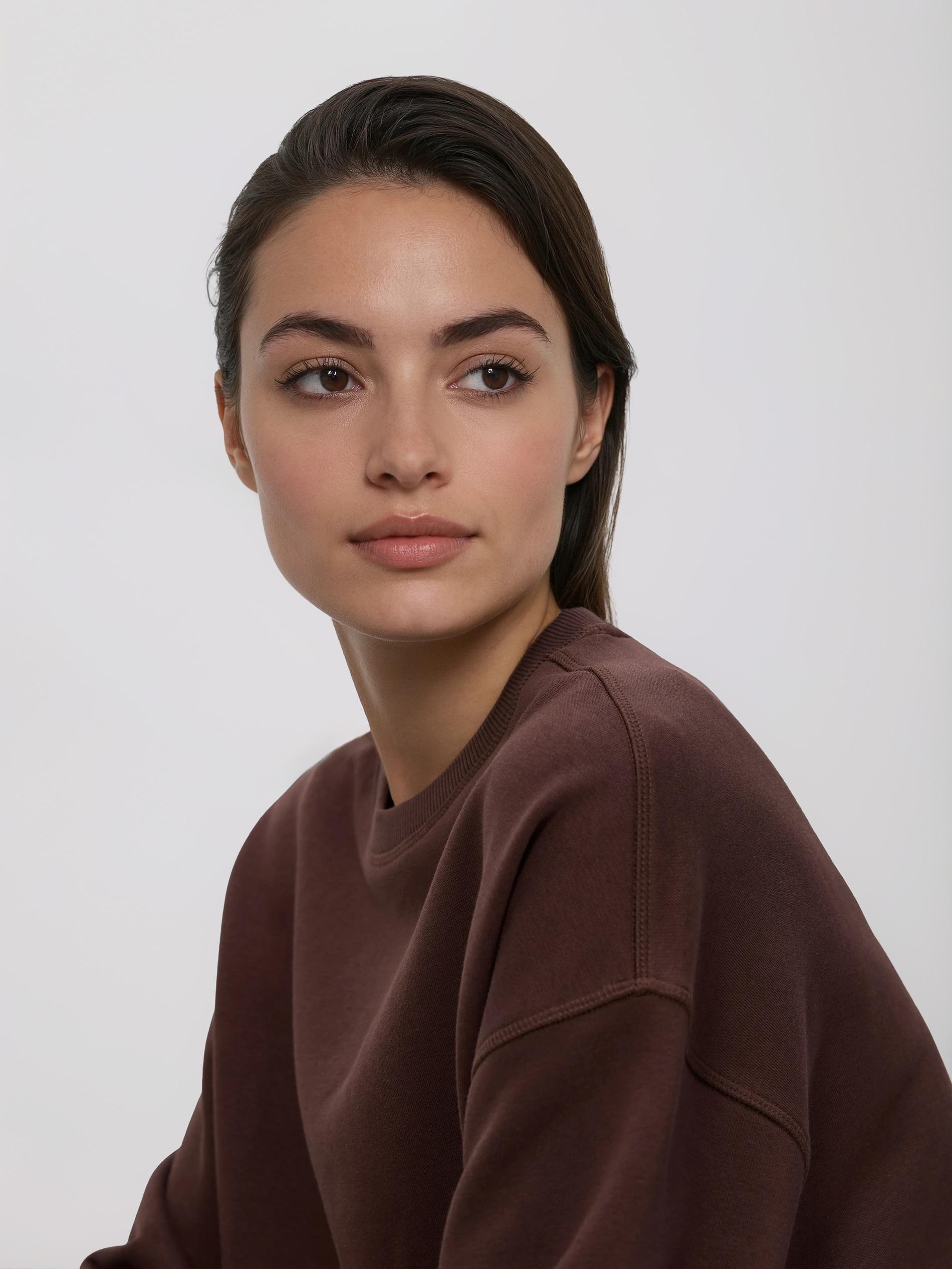 Brown Plain Cotton Rich Sweatshirt, Brown, large image number 2