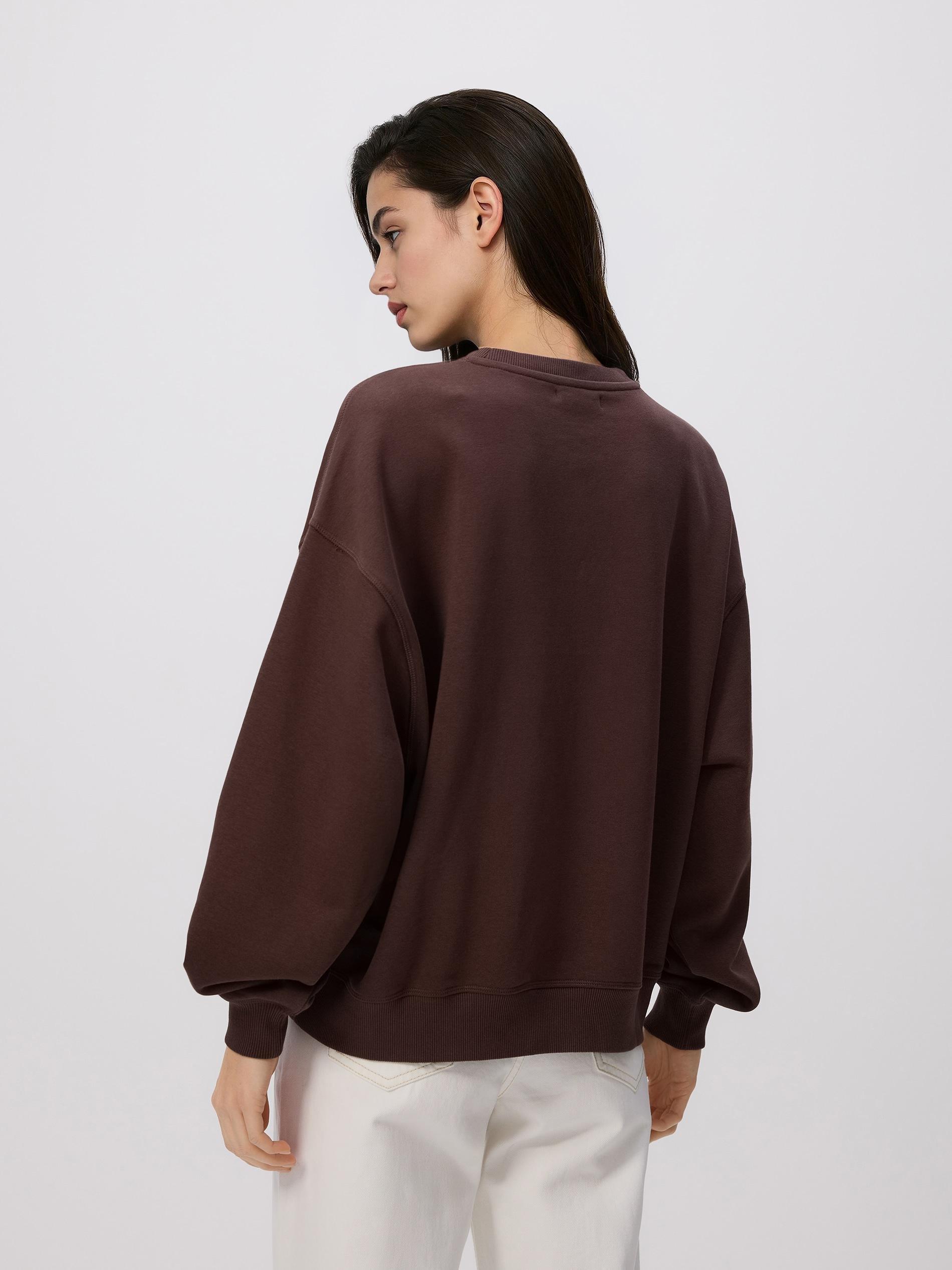 Brown Plain Cotton Rich Sweatshirt, Brown, large image number 3