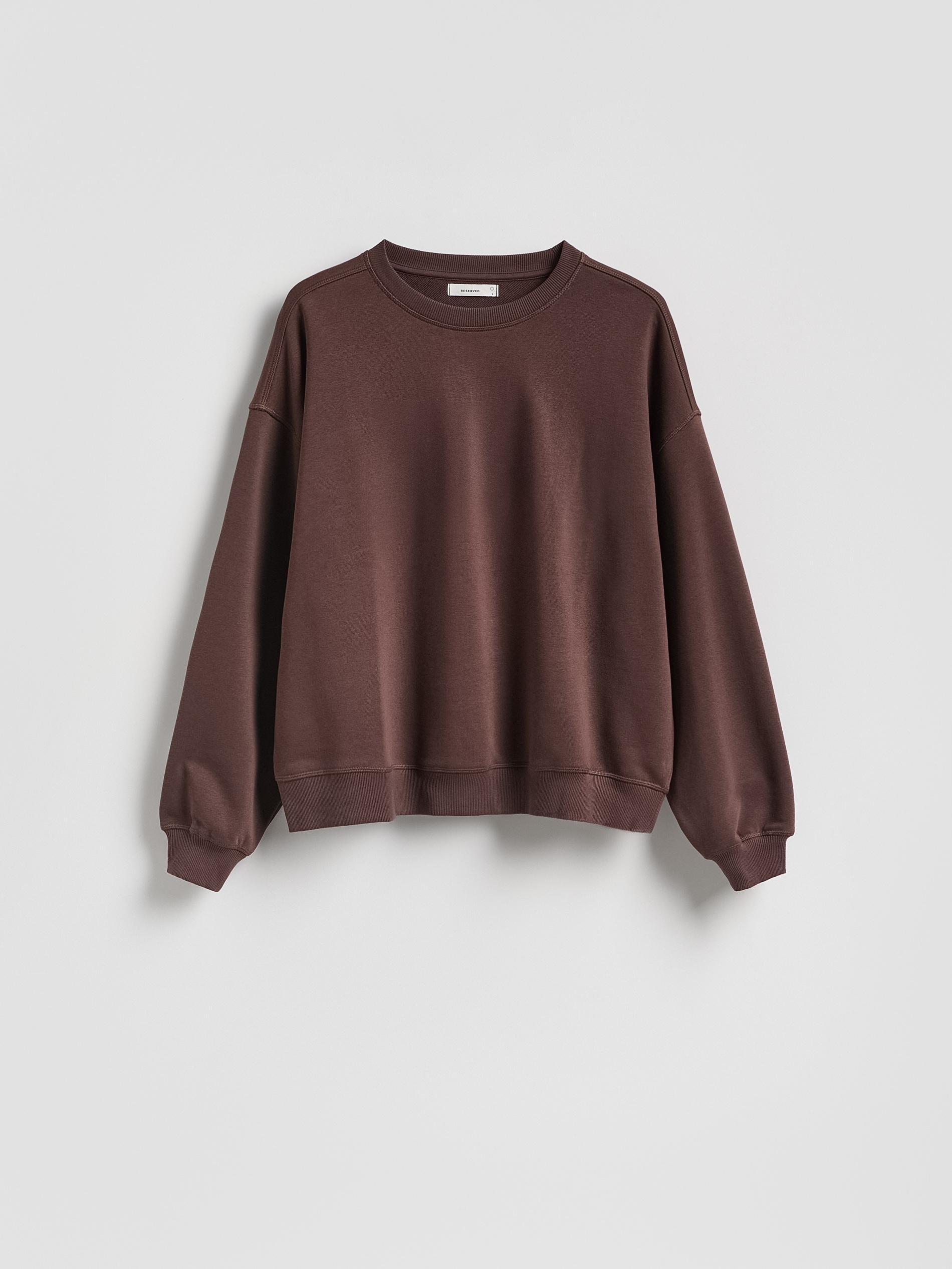 Brown Plain Cotton Rich Sweatshirt, Brown, large image number 4