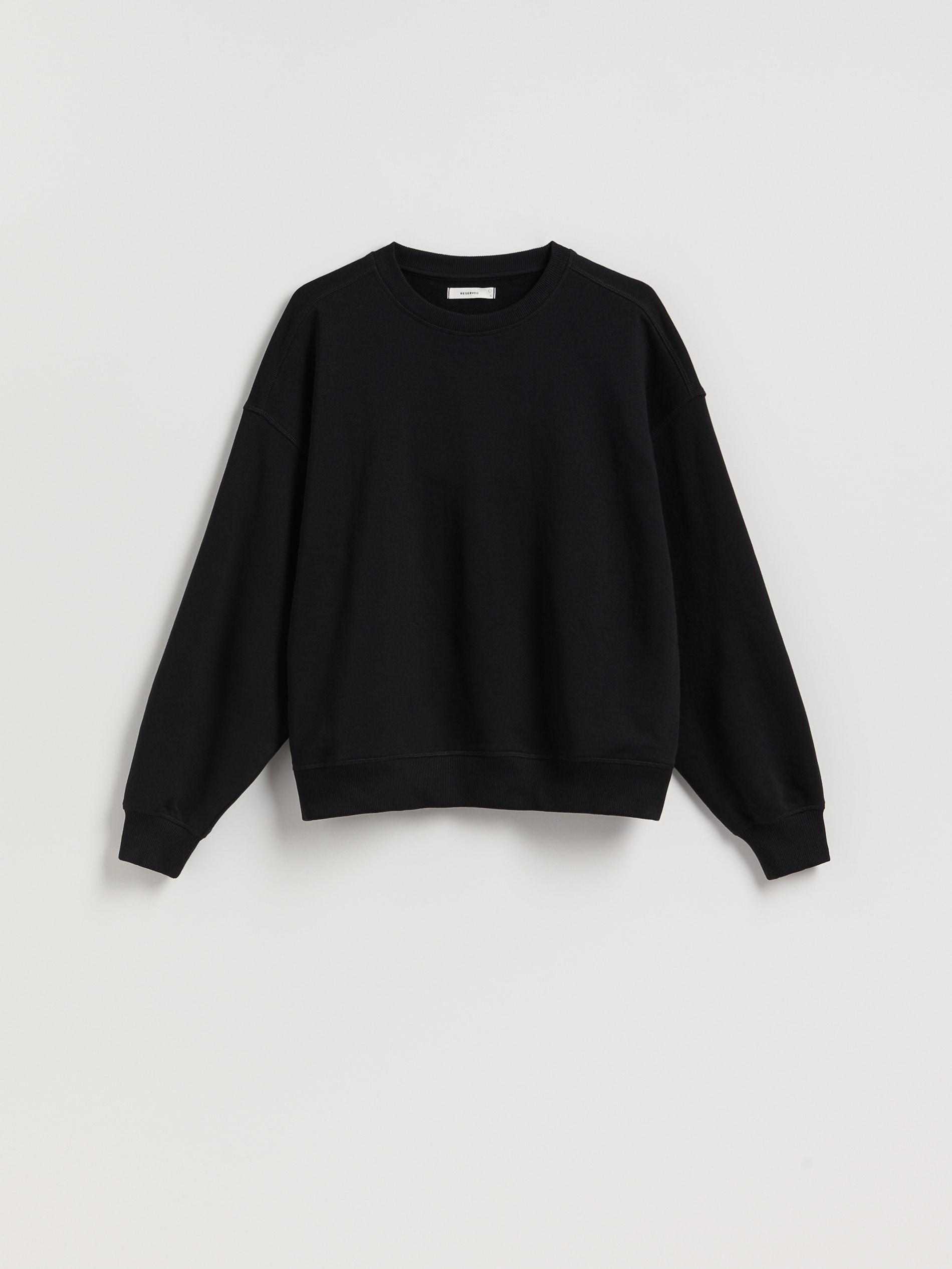 Black Plain Cotton Rich Sweatshirt, Black, large image number 4