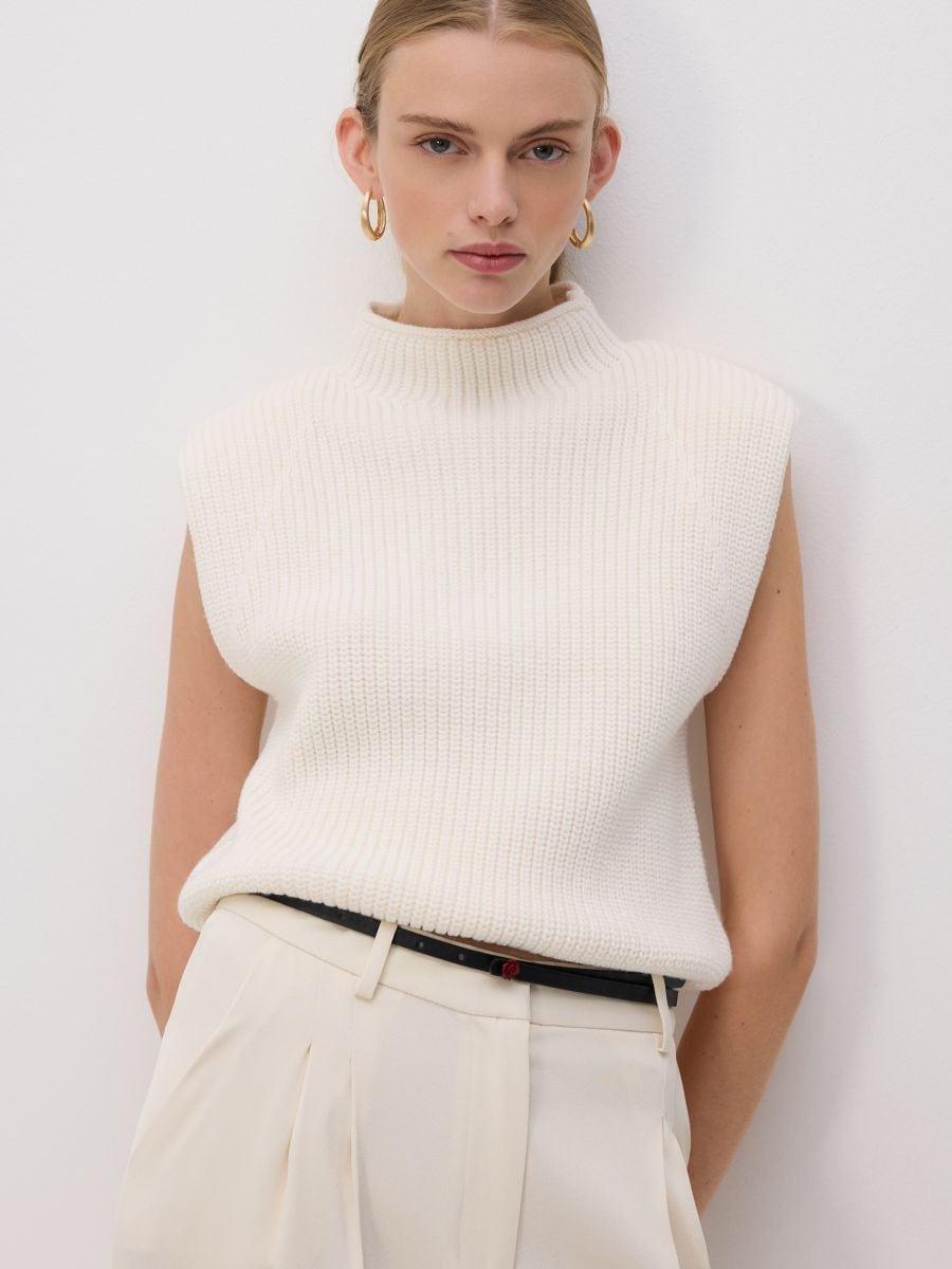 Cream Wide Leg Trousers, Ivory, large image number 1