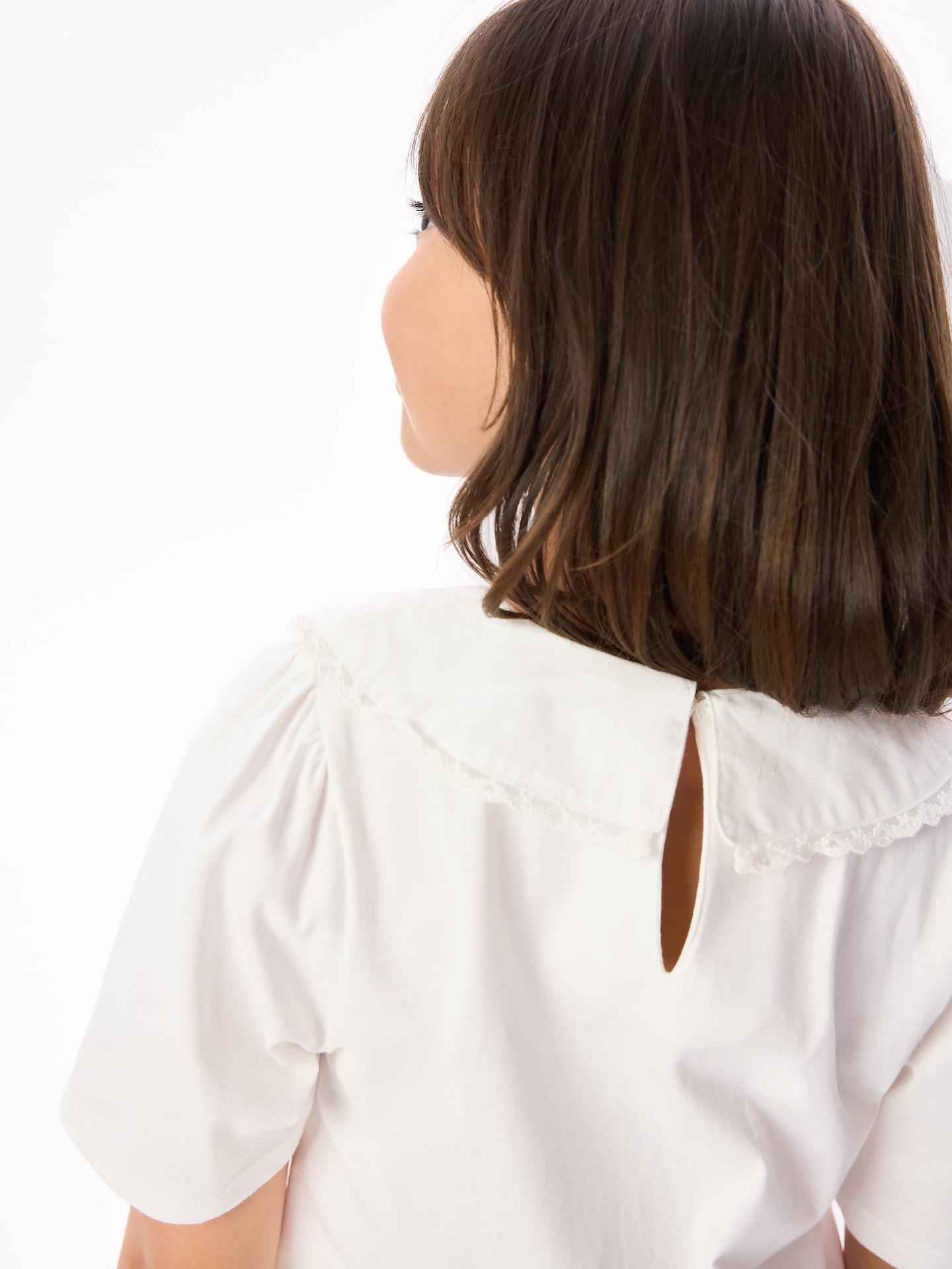 Cream T-Shirt With Collar, Ivory, medium