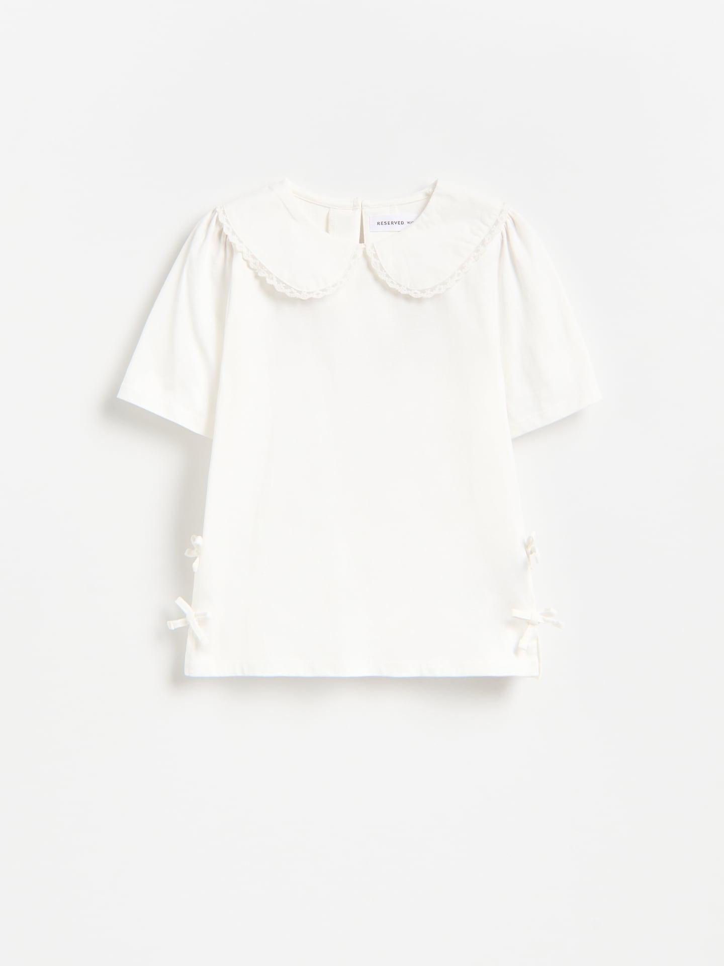 Cream T-Shirt With Collar, Ivory, medium