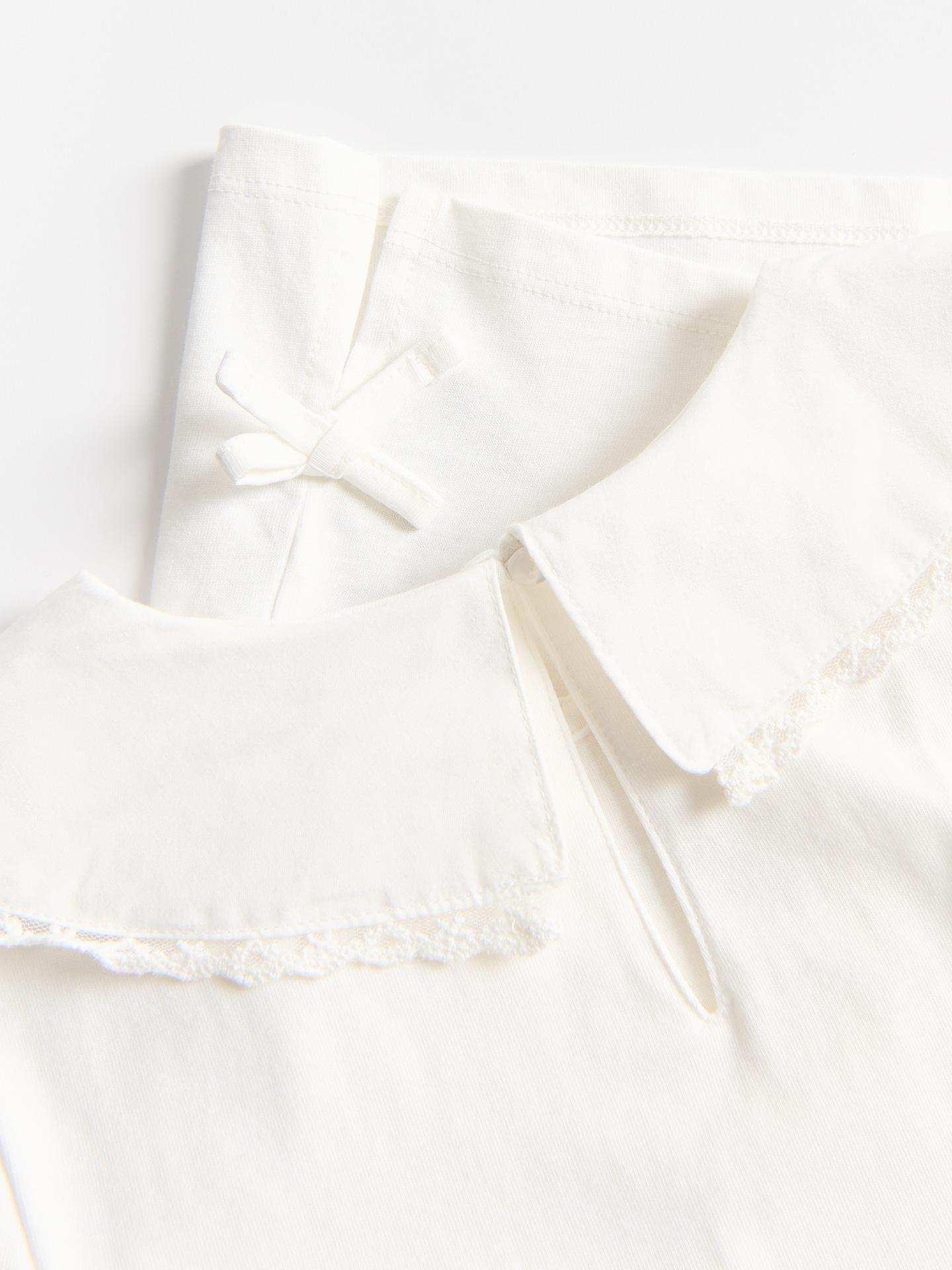 Cream T-Shirt With Collar, Ivory, large image number 4