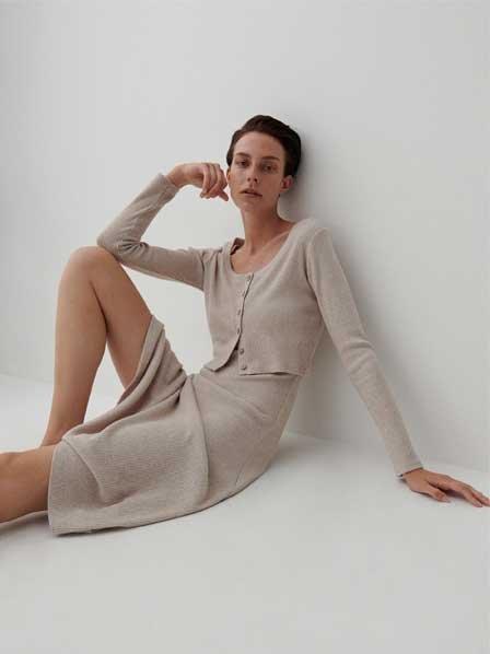 Beige Ribbed Blouse, Women, , large image number 6