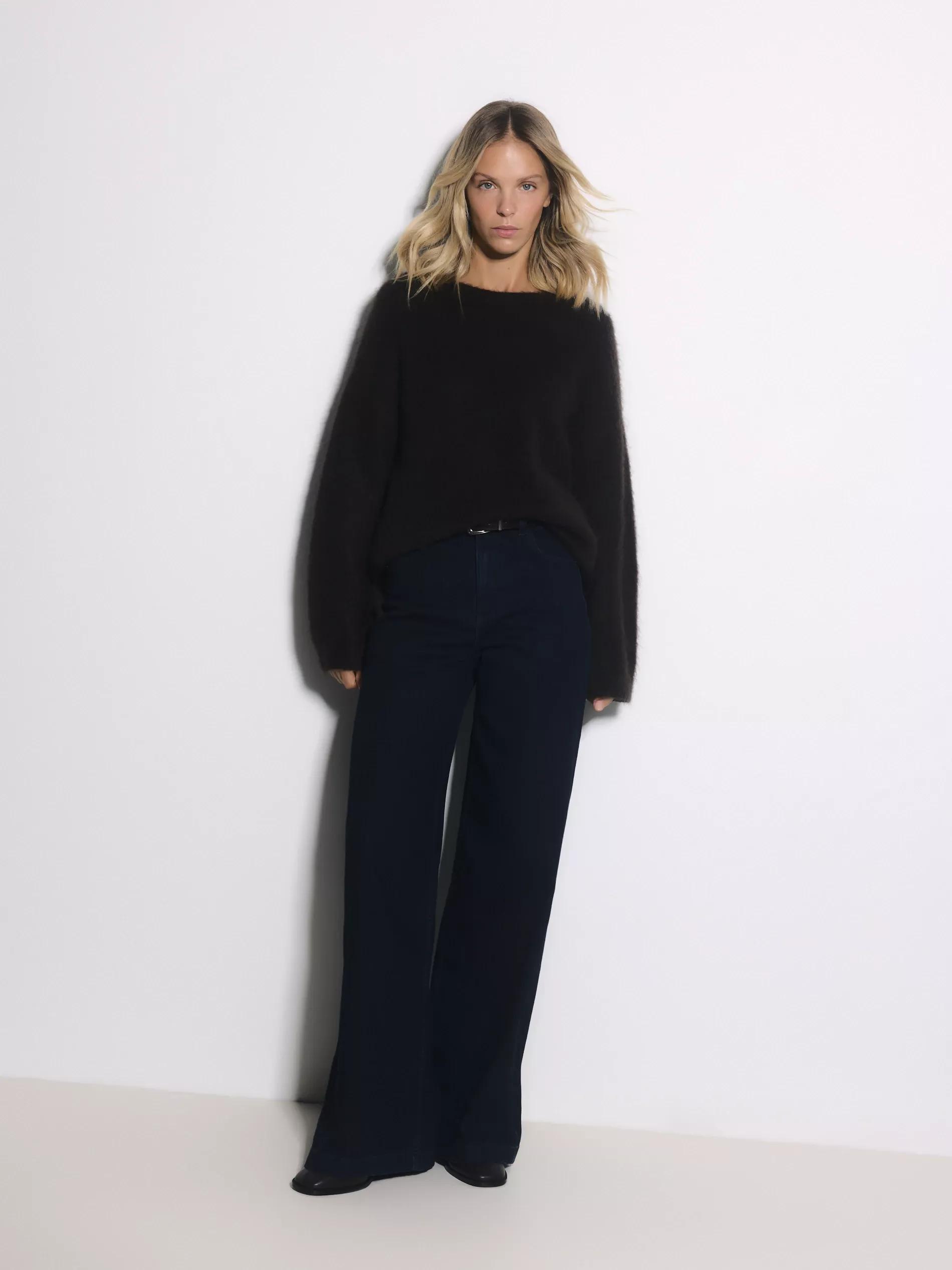 Navy High Waist Trousers, Navy, large image number 0