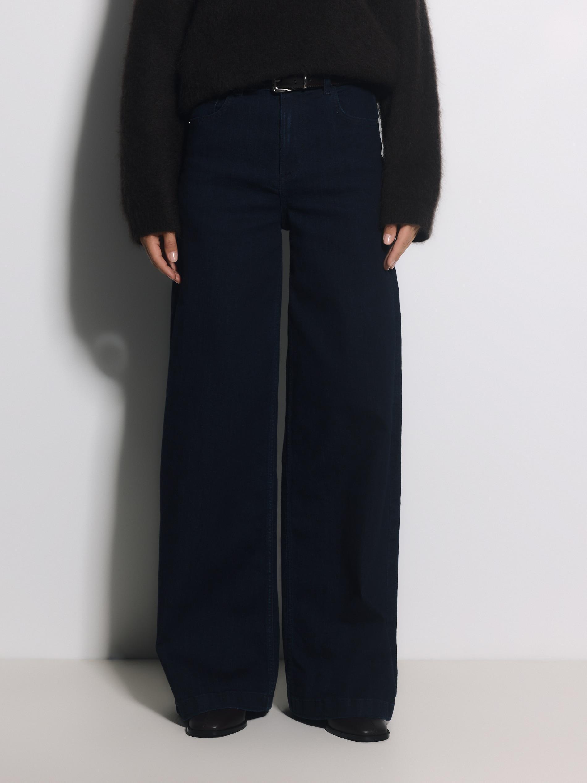 Navy High Waist Trousers, Navy, large image number 1