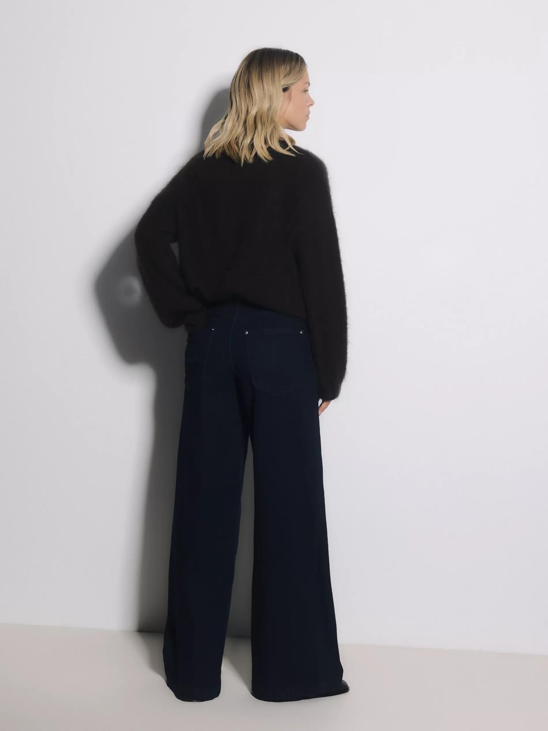 Navy High Waist Trousers, Navy, large image number 2