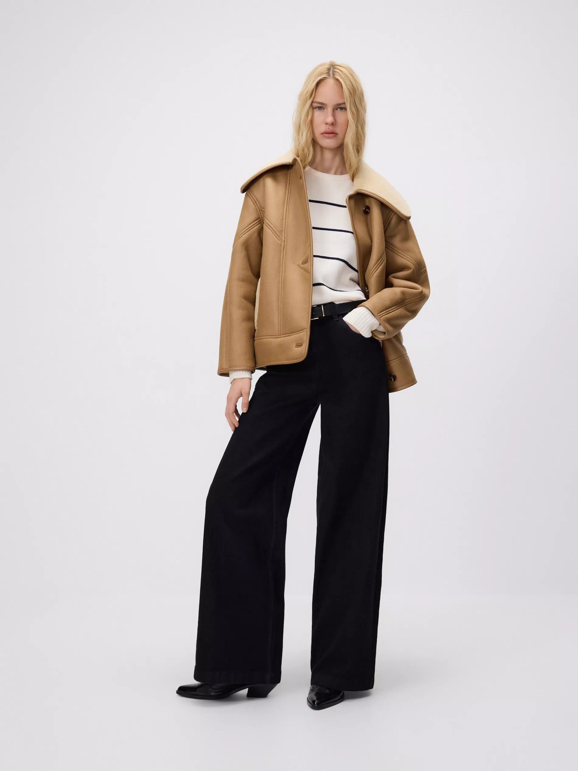 Black High Waist Jeans Trousers, Black, large image number 0