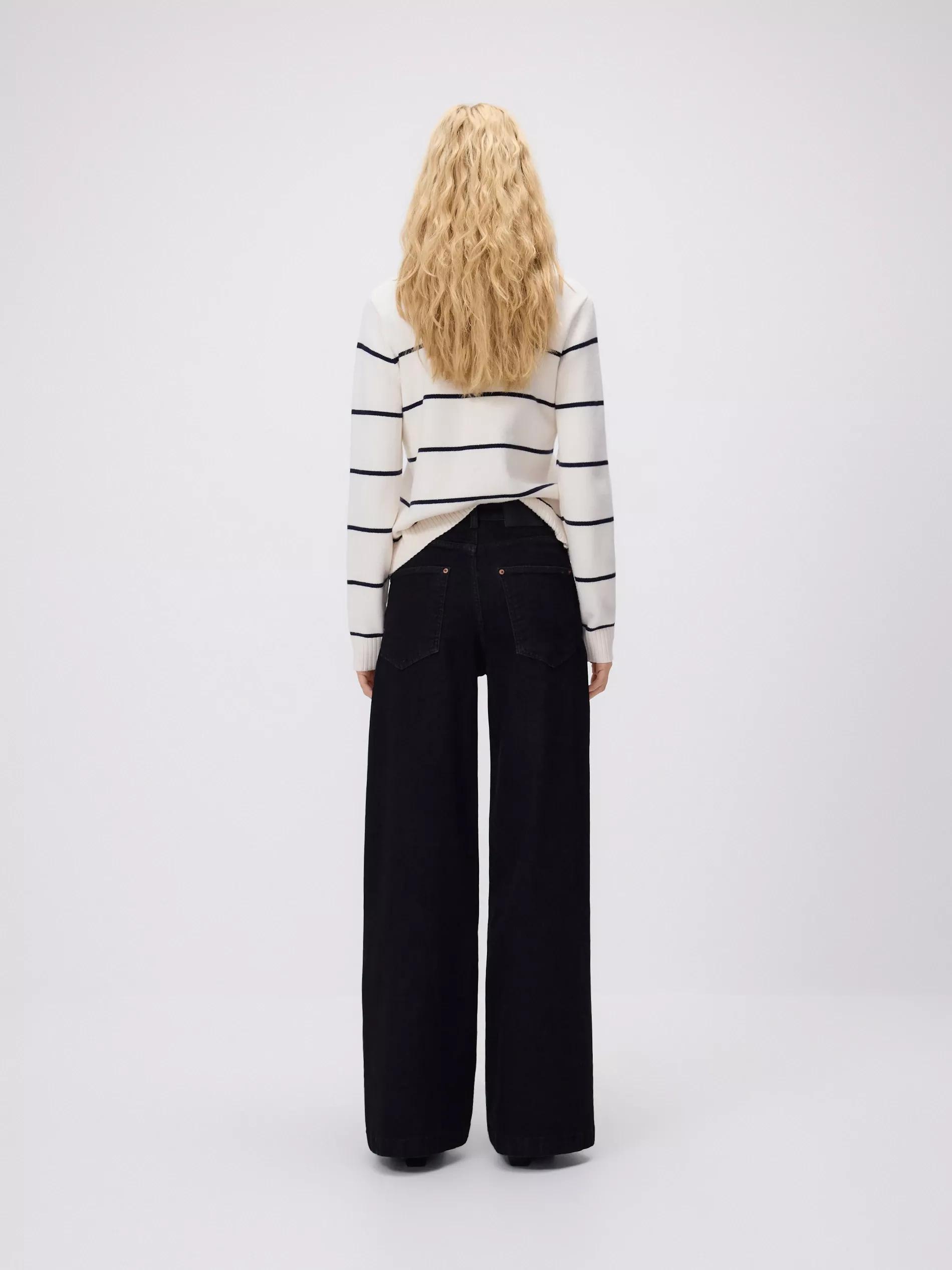 Black High Waist Jeans Trousers, Black, large image number 2