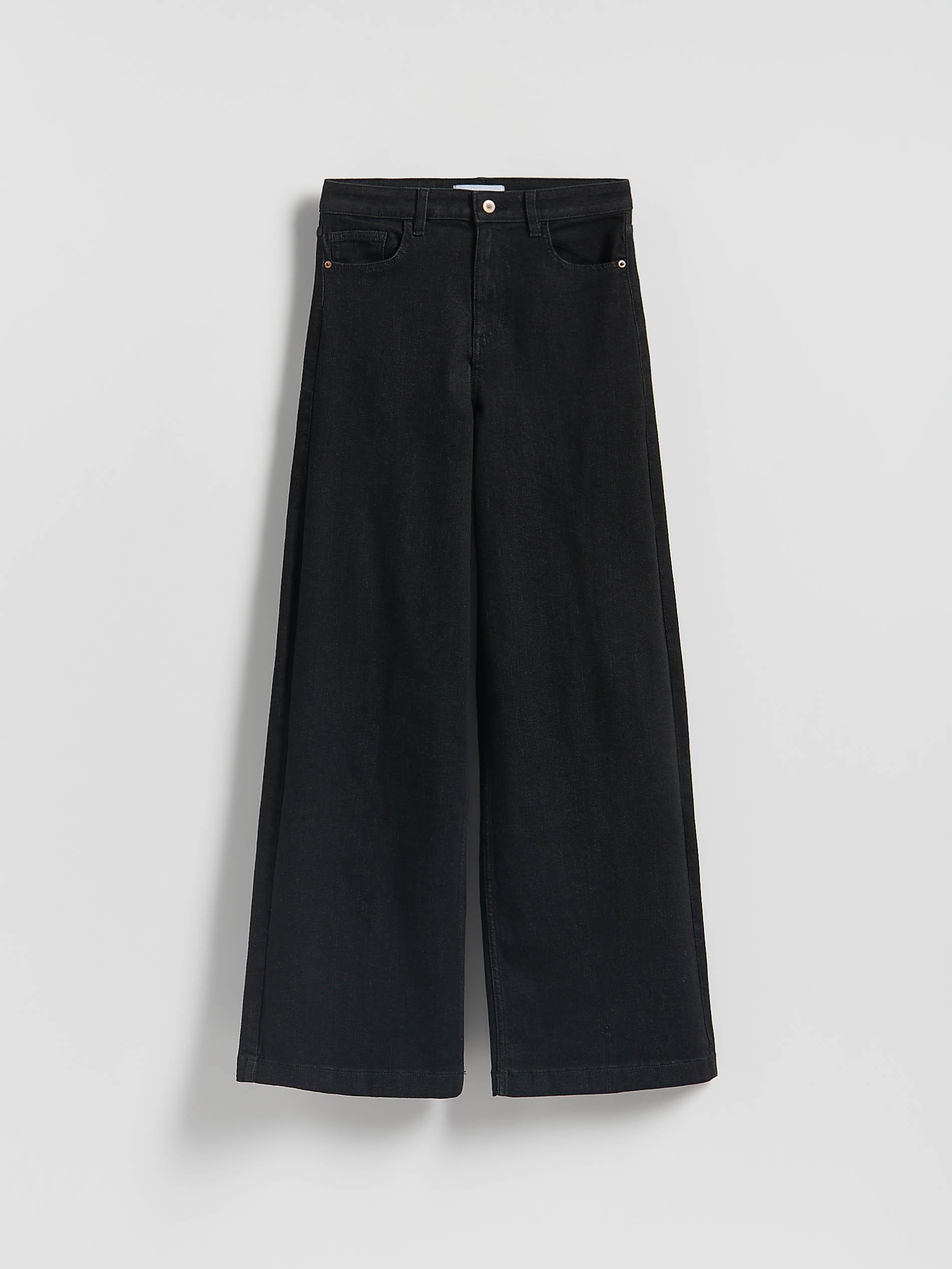 Black High Waist Jeans Trousers, Black, large image number 3