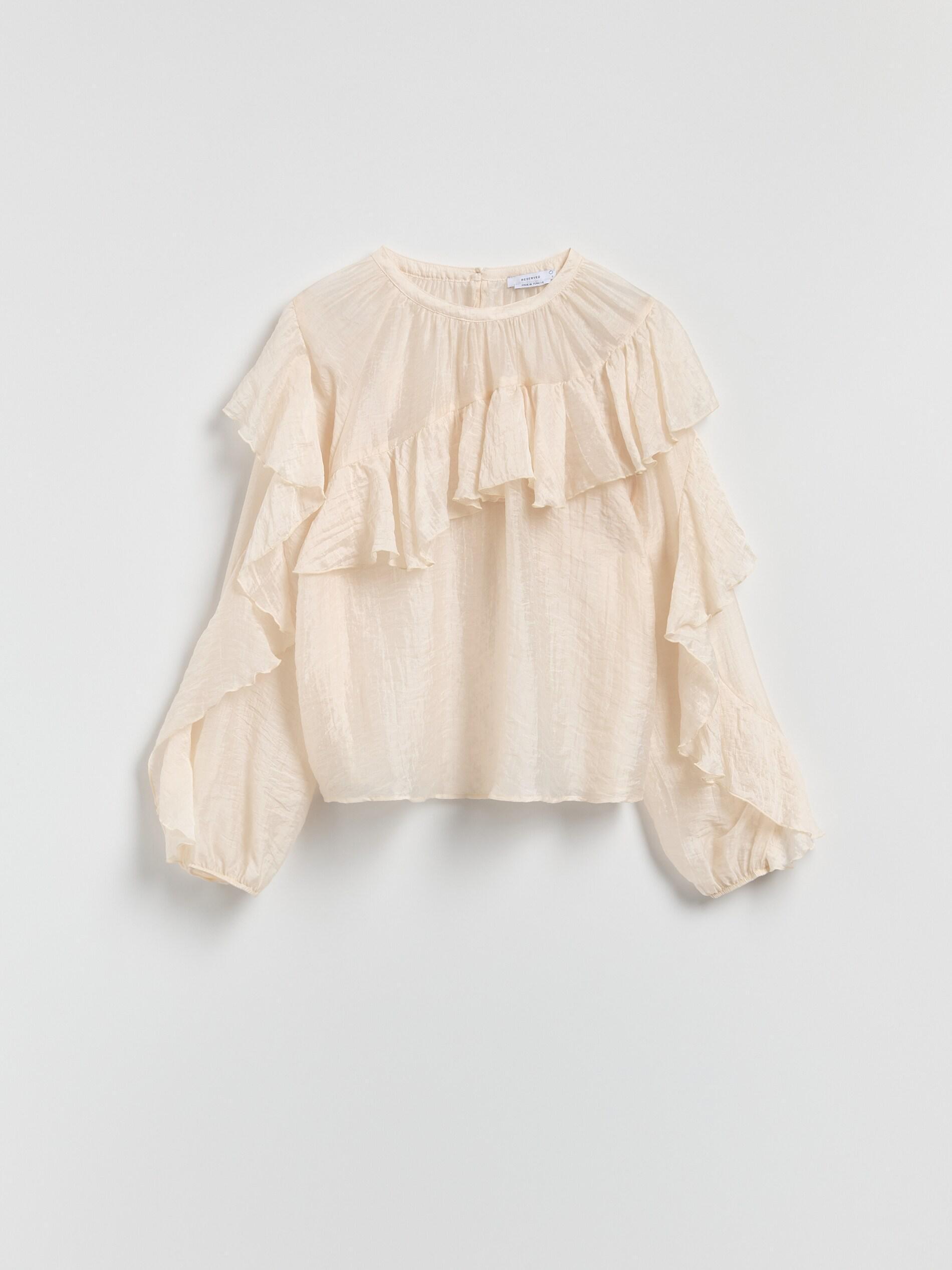 White Ruffle Blouse, Ivory, large image number 5