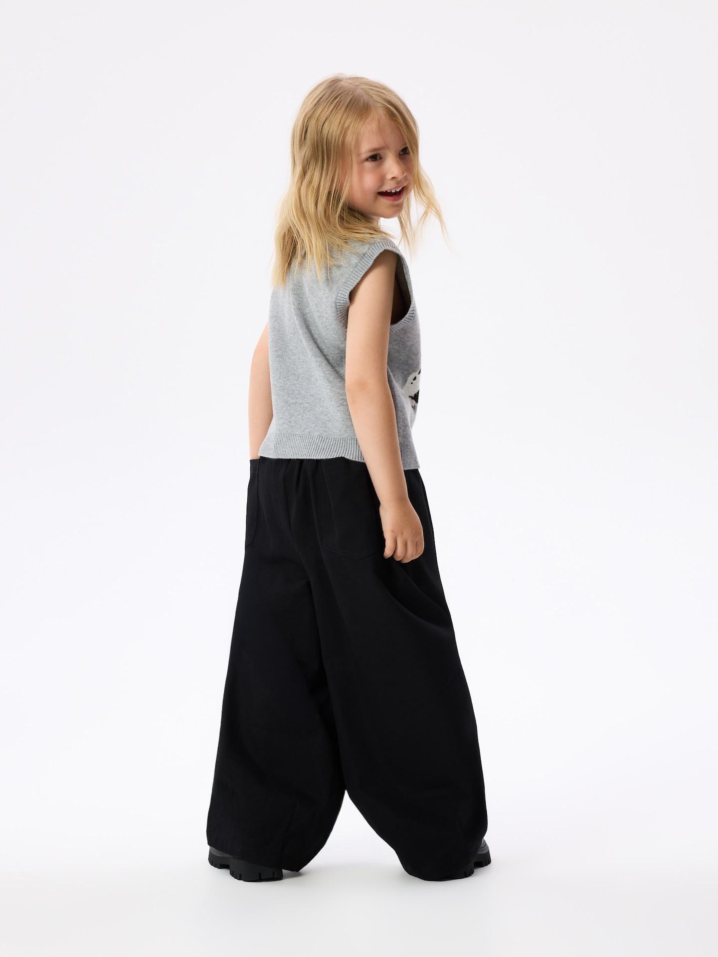 Black Cotton Balloon Trousers, Black, large image number 4