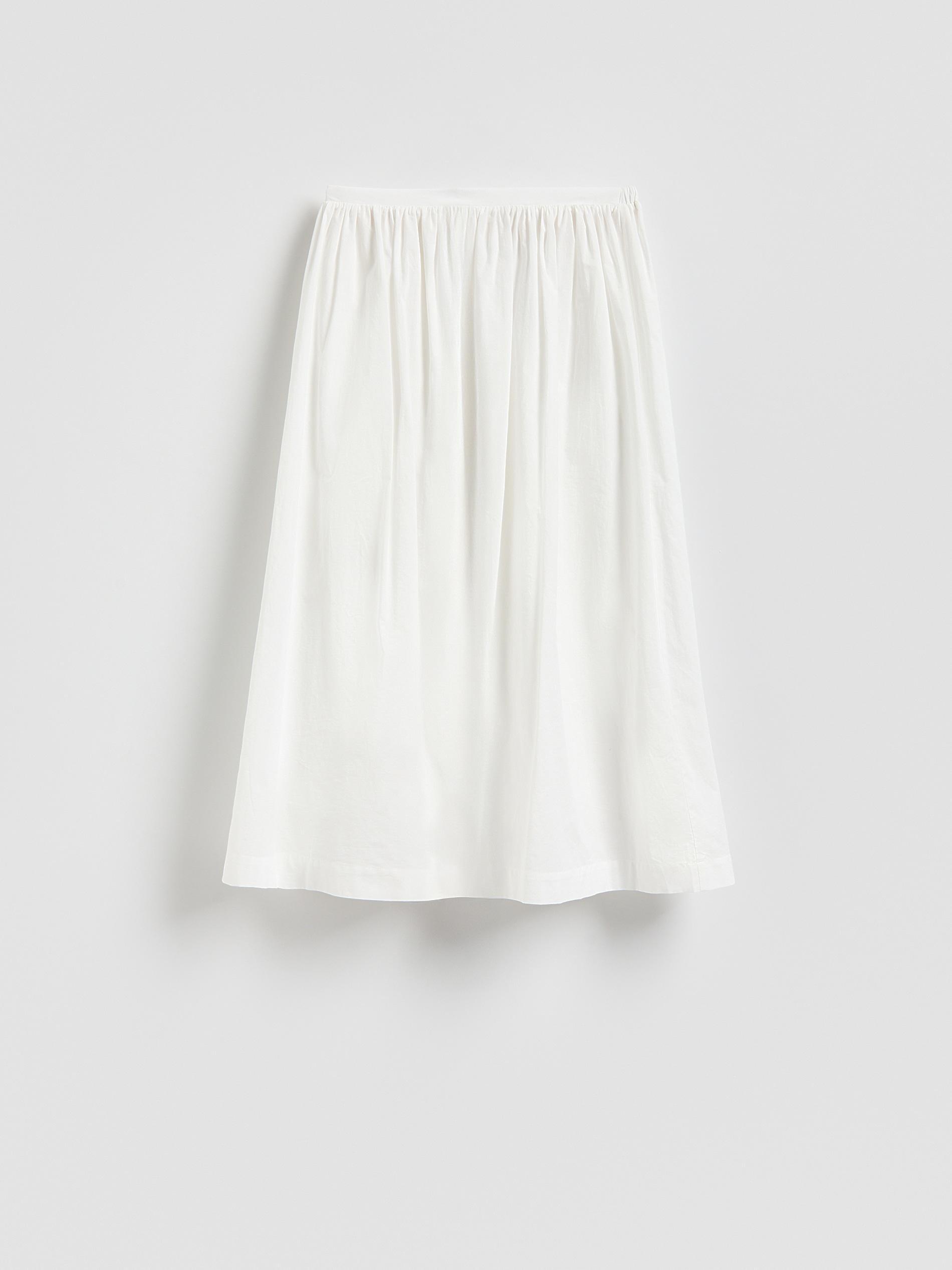 White Cotton Midi Skirt, White, large image number 2