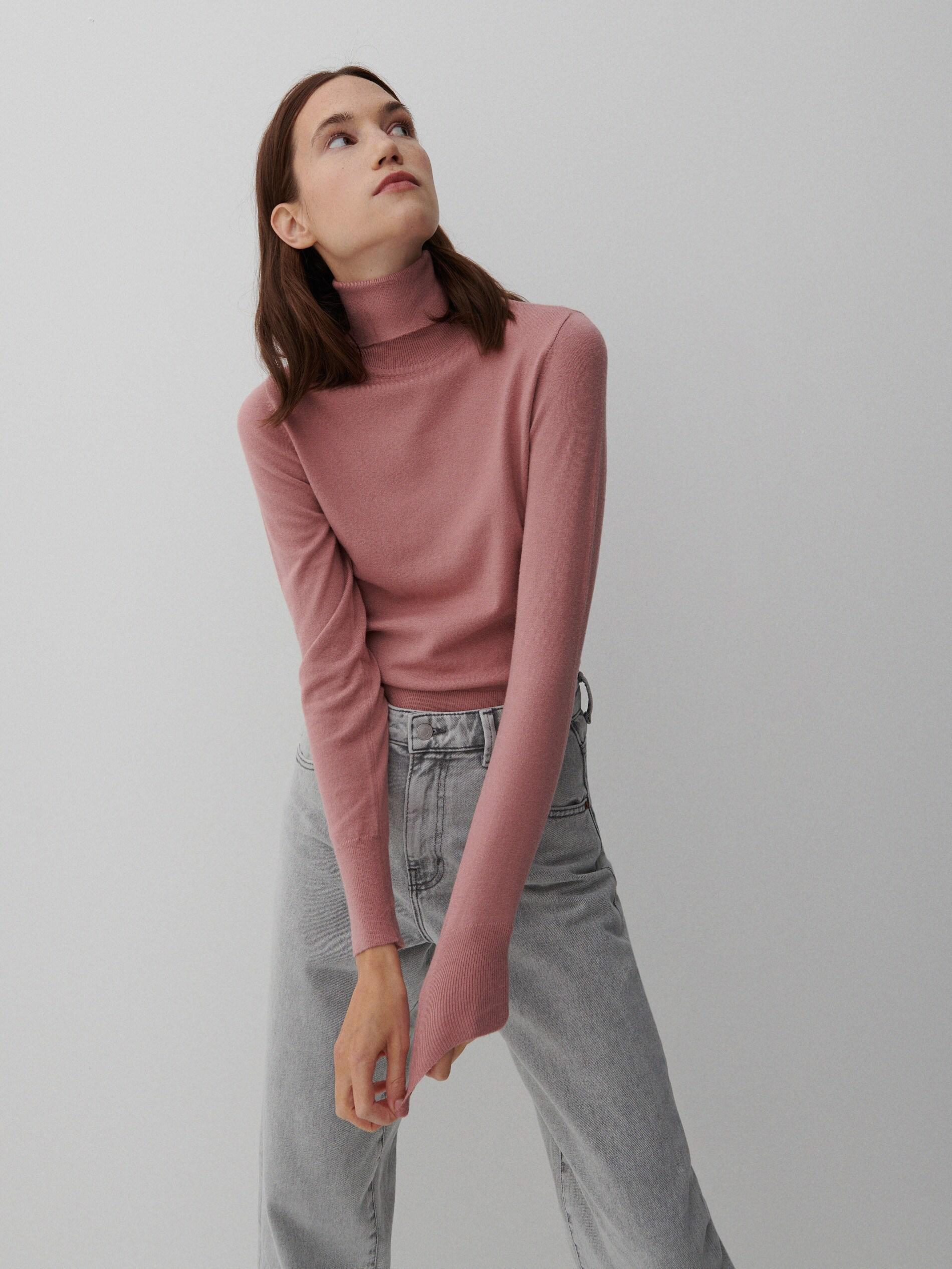 Dusty Rose Basic Turtleneck Sweater, Women, , large image number 0