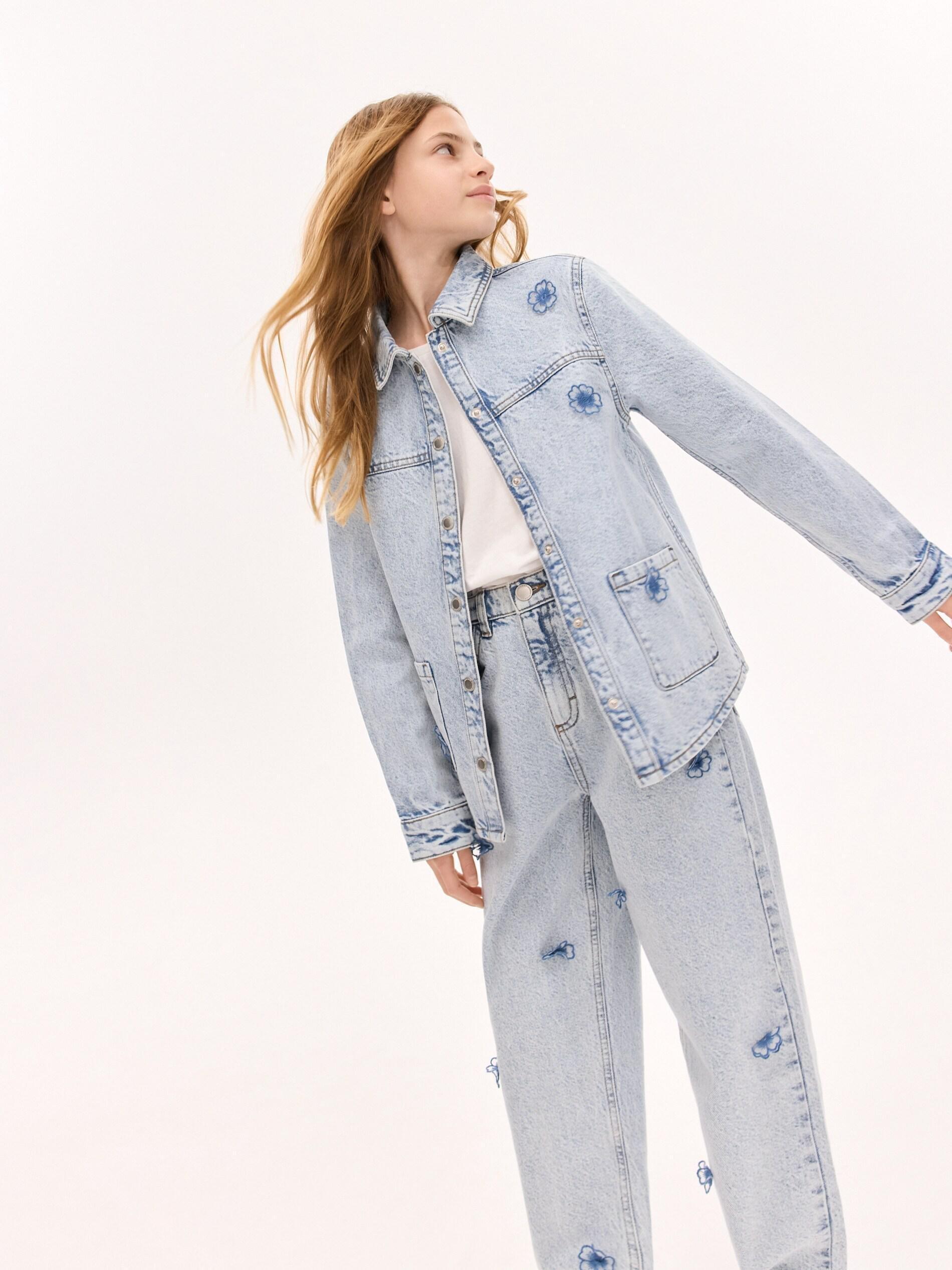 BLUE Denim shirt with appliquأ&copy;, Blue, large image number 0