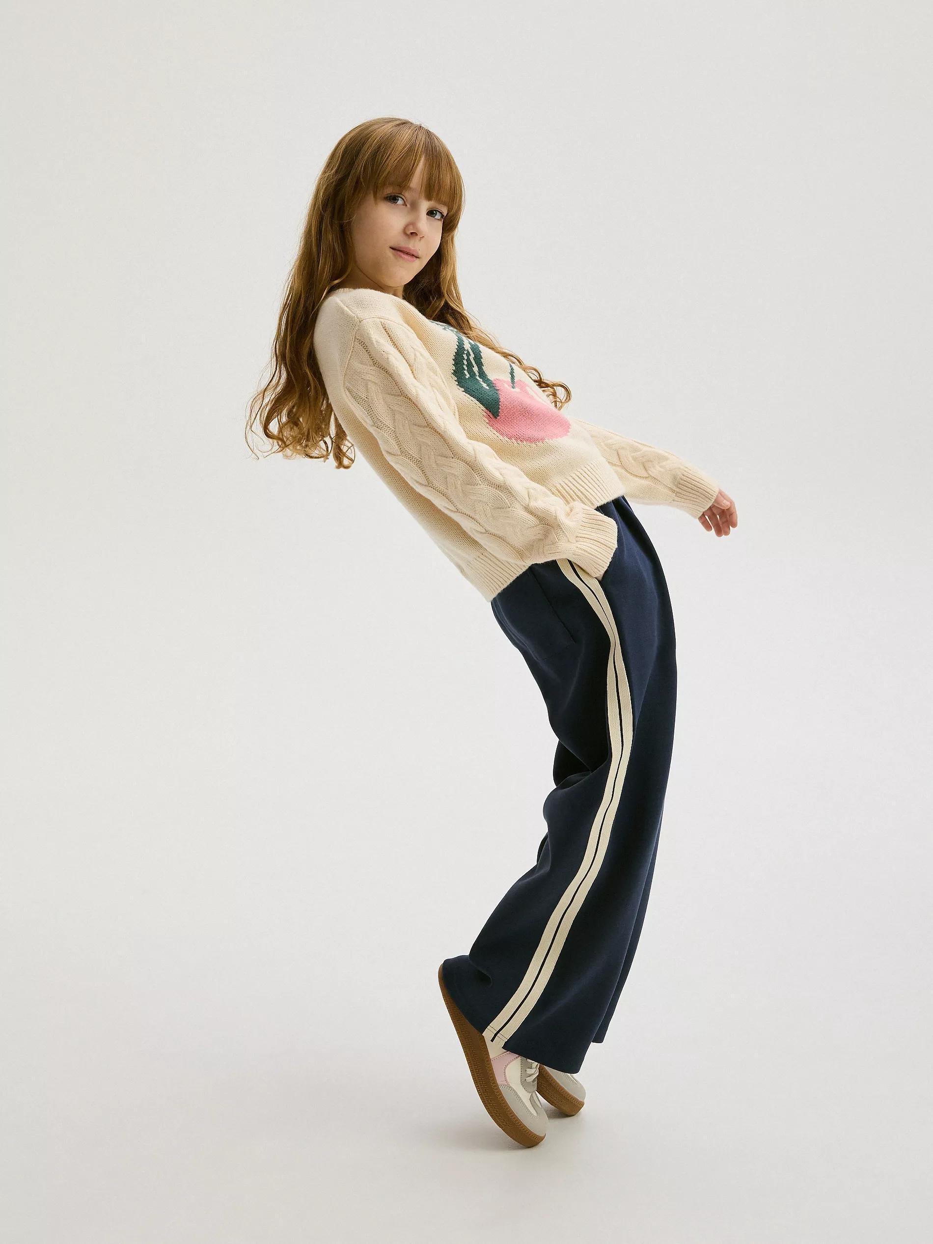 Navy Sweatpants With Side Stripes, , large image number 2